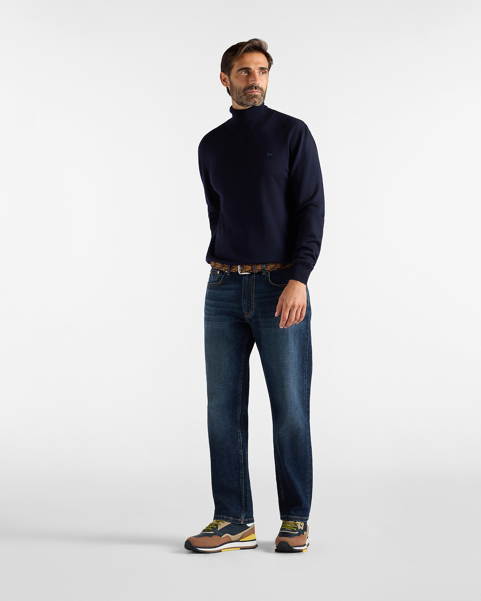 BASIC MERINO TURTLE NECK, NAVY BLUE, large image number 3