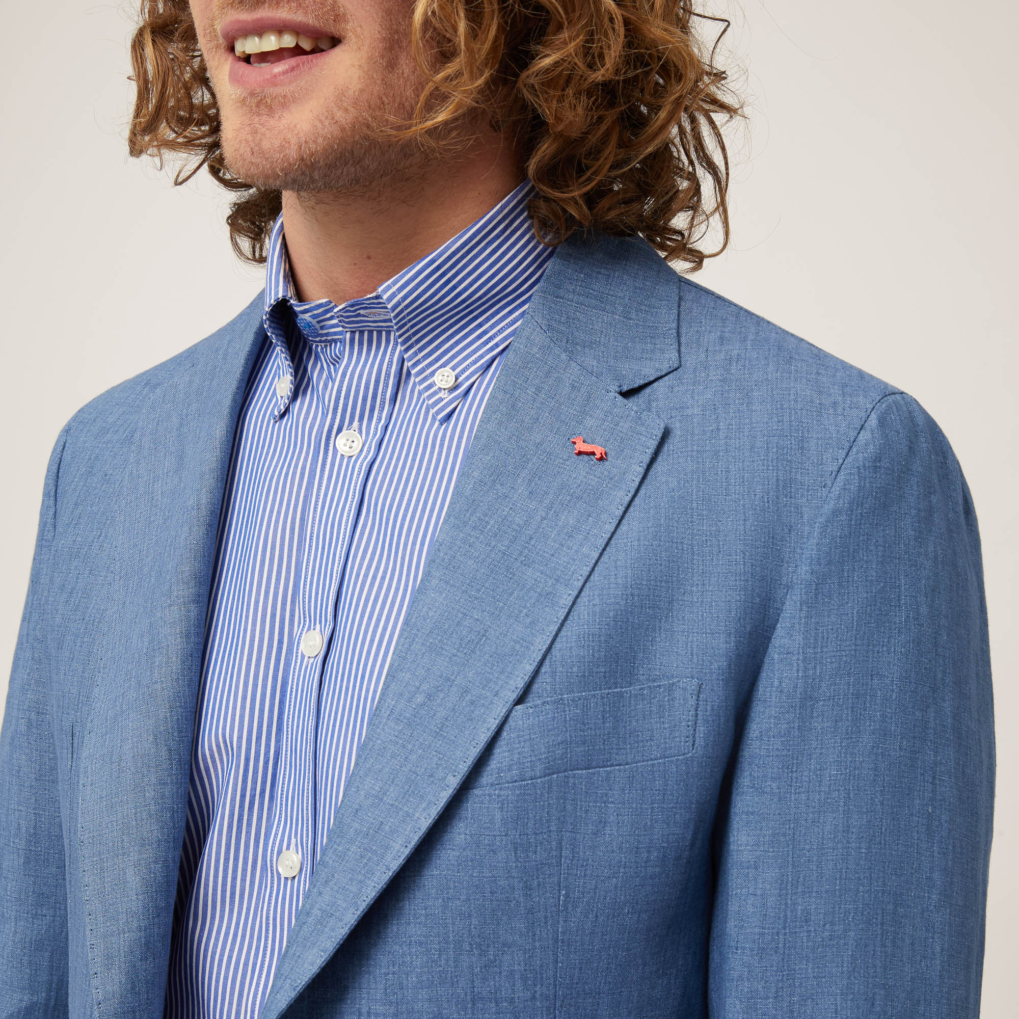 Linen Jacket with Pockets, Blue, large image number 2