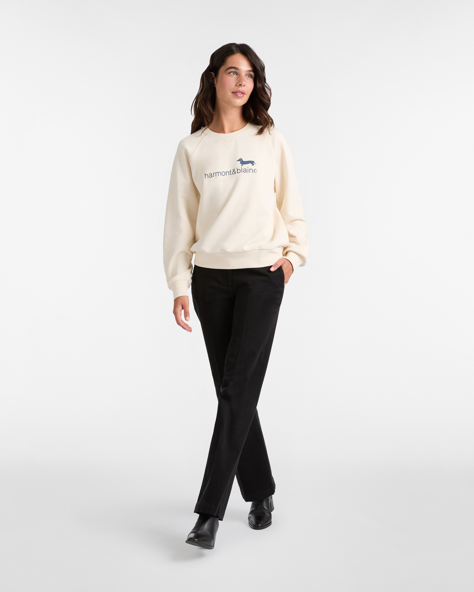 Cotton Sweatshirt with Contrast Logo, Beige, large image number 3