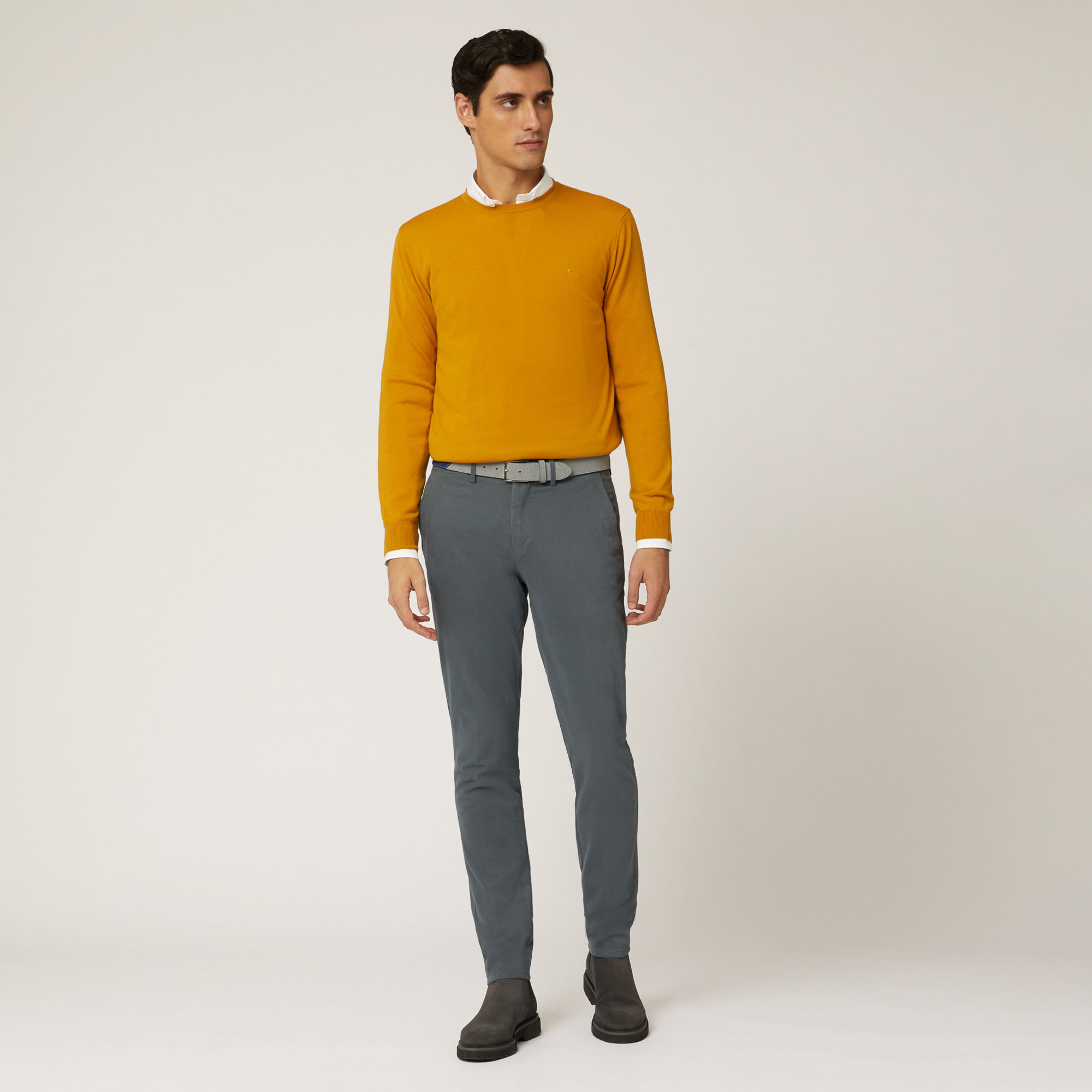 Pantalone Chino In Cotone Stretch Progetto Prisma, Grigio, large image number 3