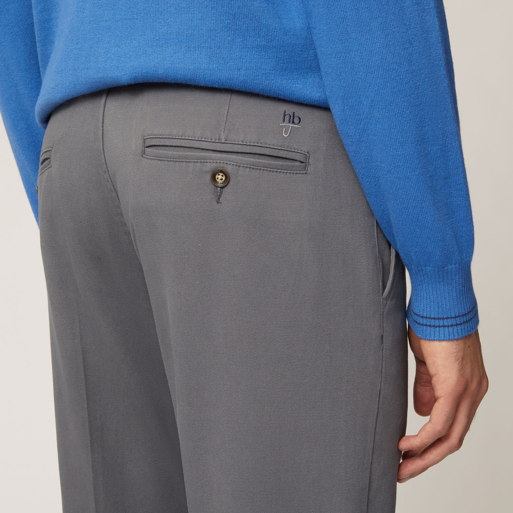 Pantalone Chino Narrow In Twill Pesante Di Cotone , Grigio, large image number 2