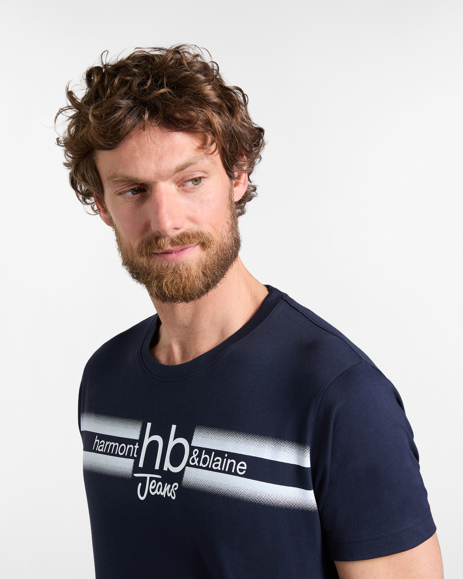 T‑shirt Uomo con Fasce e Logo Stampato Narrow Fit, Blu scuro, large image number 2