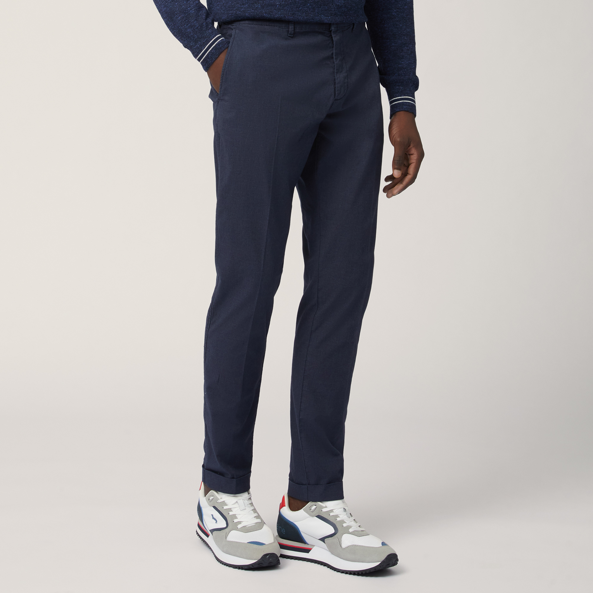 Pantaloni Chino Slim Fit, Blu Navy, large