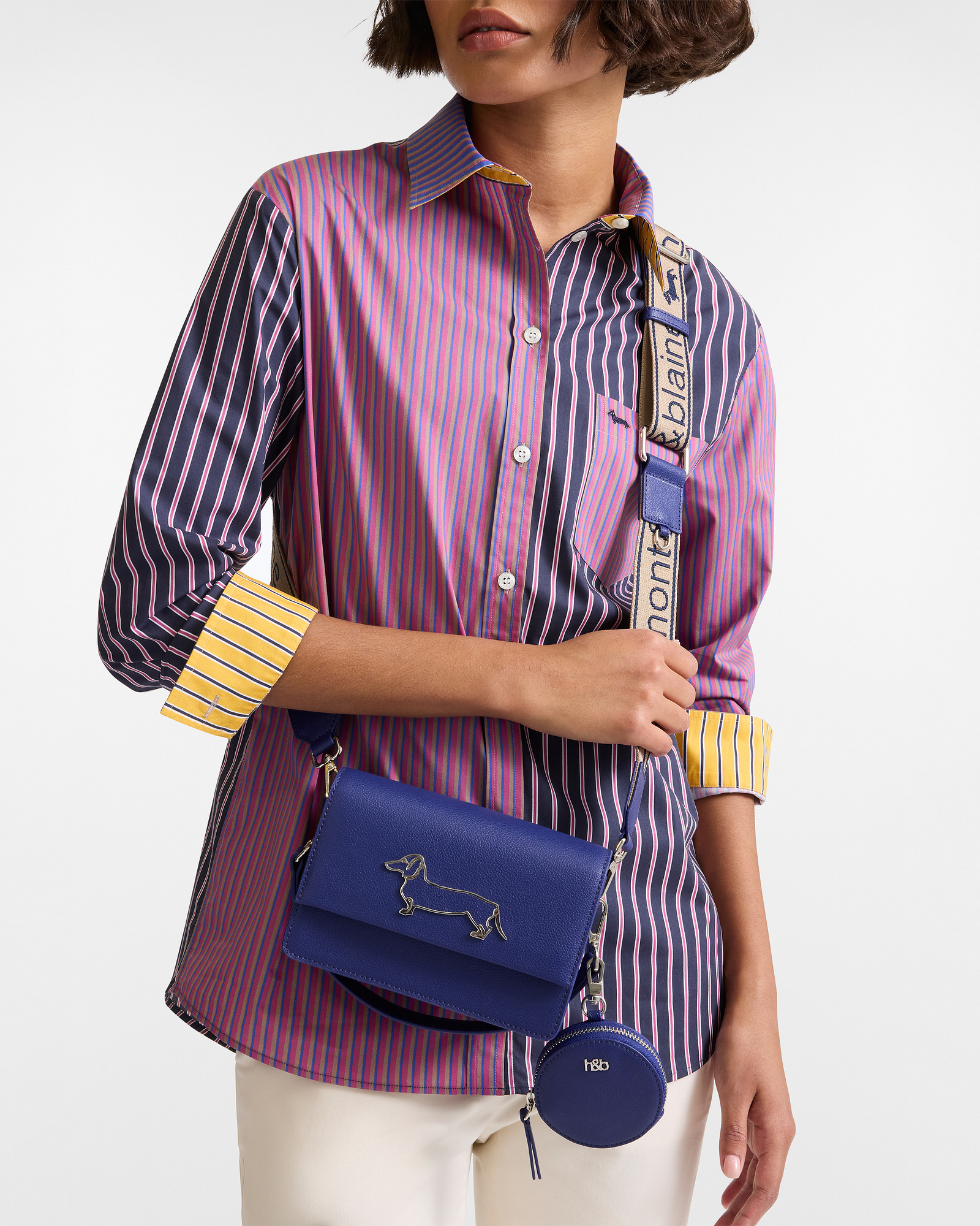 Borsa Piccola Blaine Mania In Pelle, Blu Navy, large image number 3