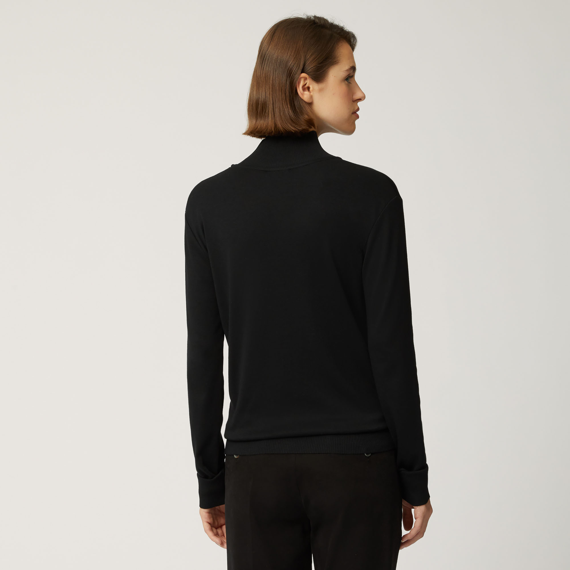 Dolcevita Slim In Modal E Cotone, Nero, large image number 1
