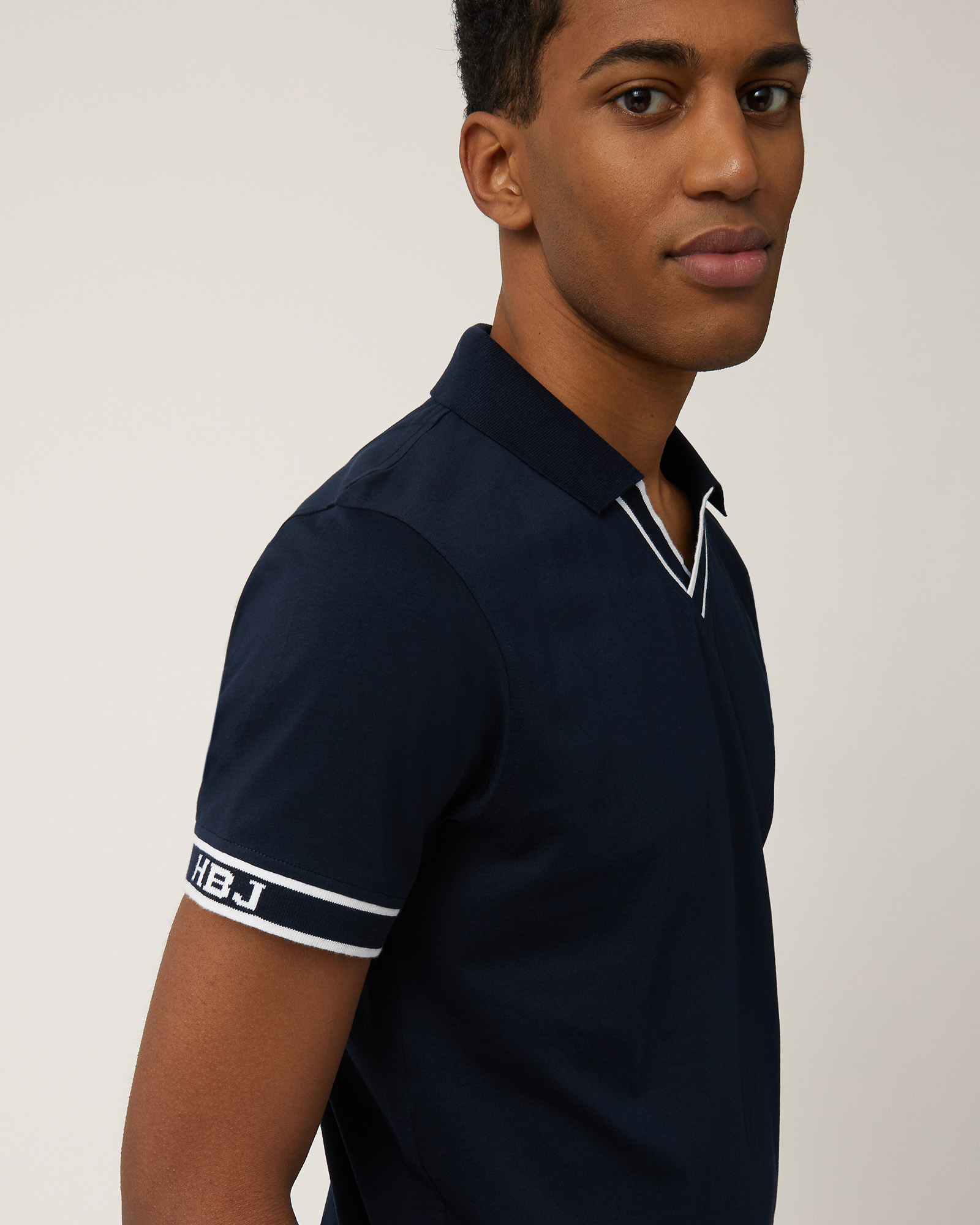 Polo with Jacquard Trims, Dark Blue, large image number 2