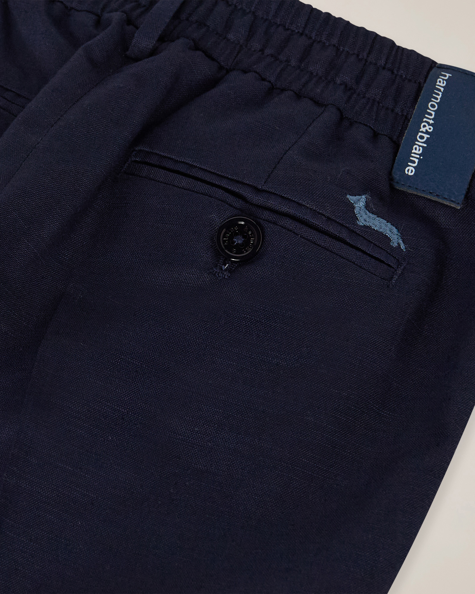 Linen-blend pants with drawstring, Navy Blue, large image number 2