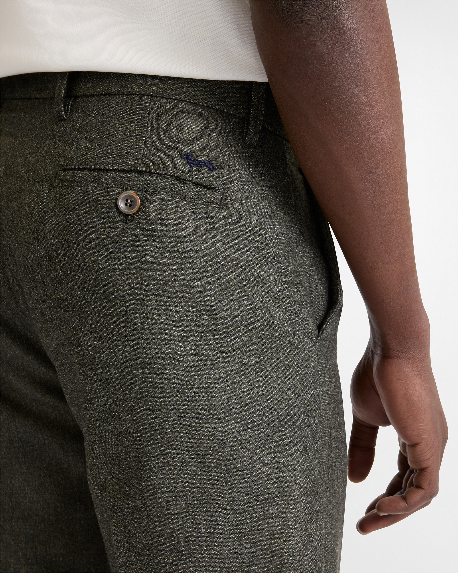 Pantalones Chinos de Ajuste Suelto en Lana Cápsula Artisanía a Colores, Verde, large image number 2