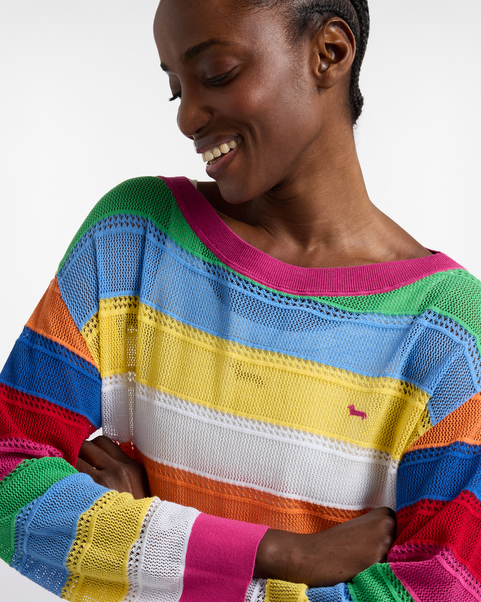 Multicolor striped mesh top, Red, large image number 2