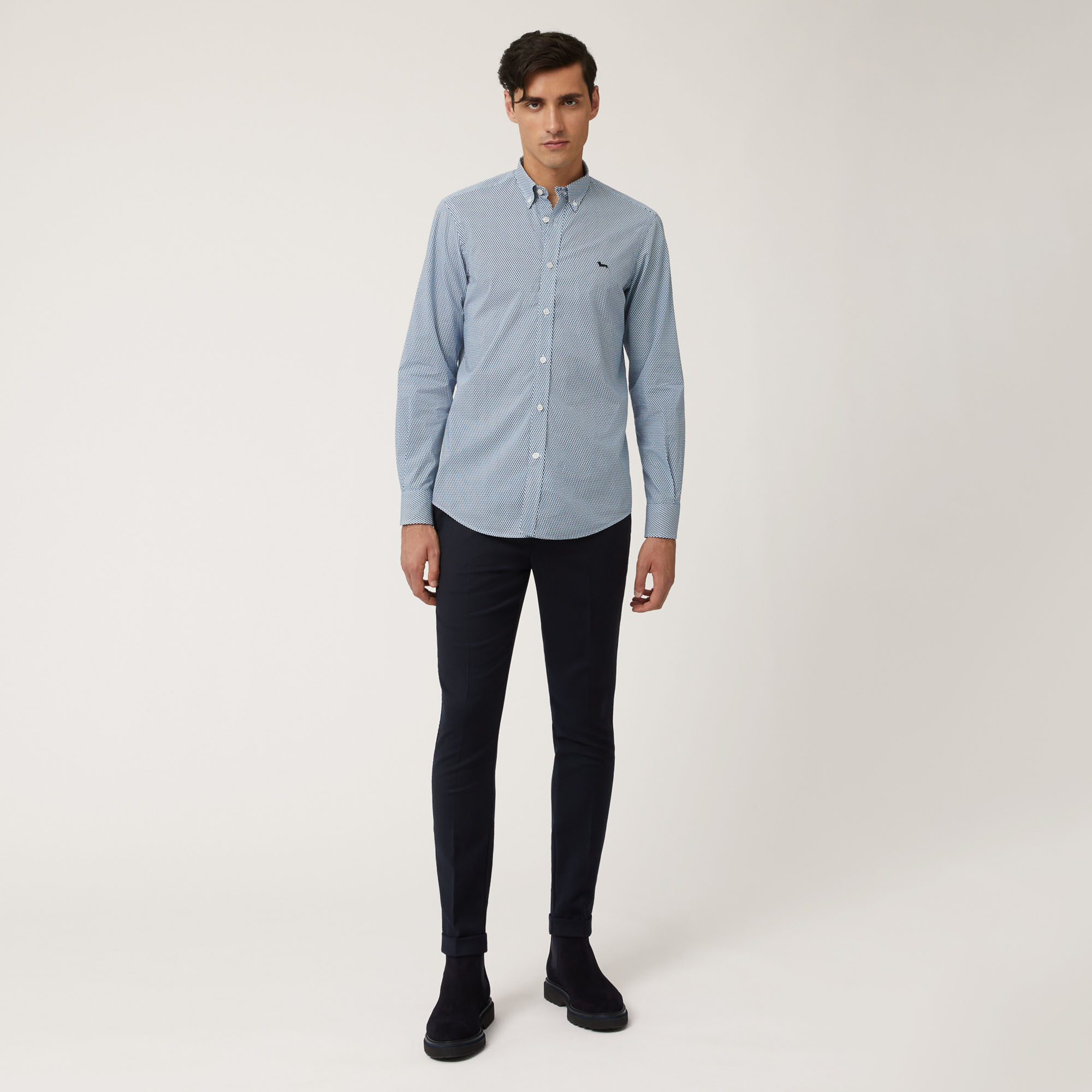 Slim-Fit Wool-Blend Chinos, Blue, large image number 3