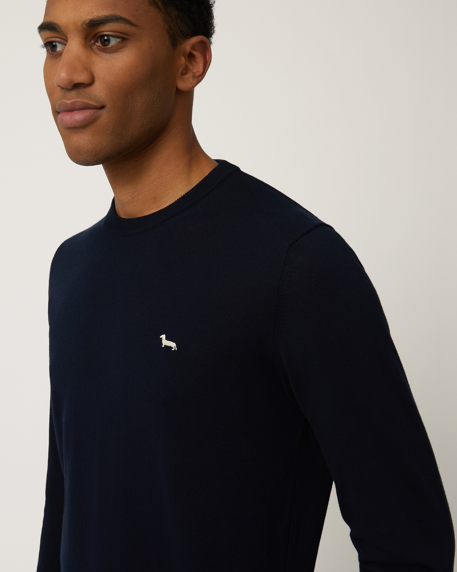 Cotton Crepe Pullover, Navy Blue, large image number 2