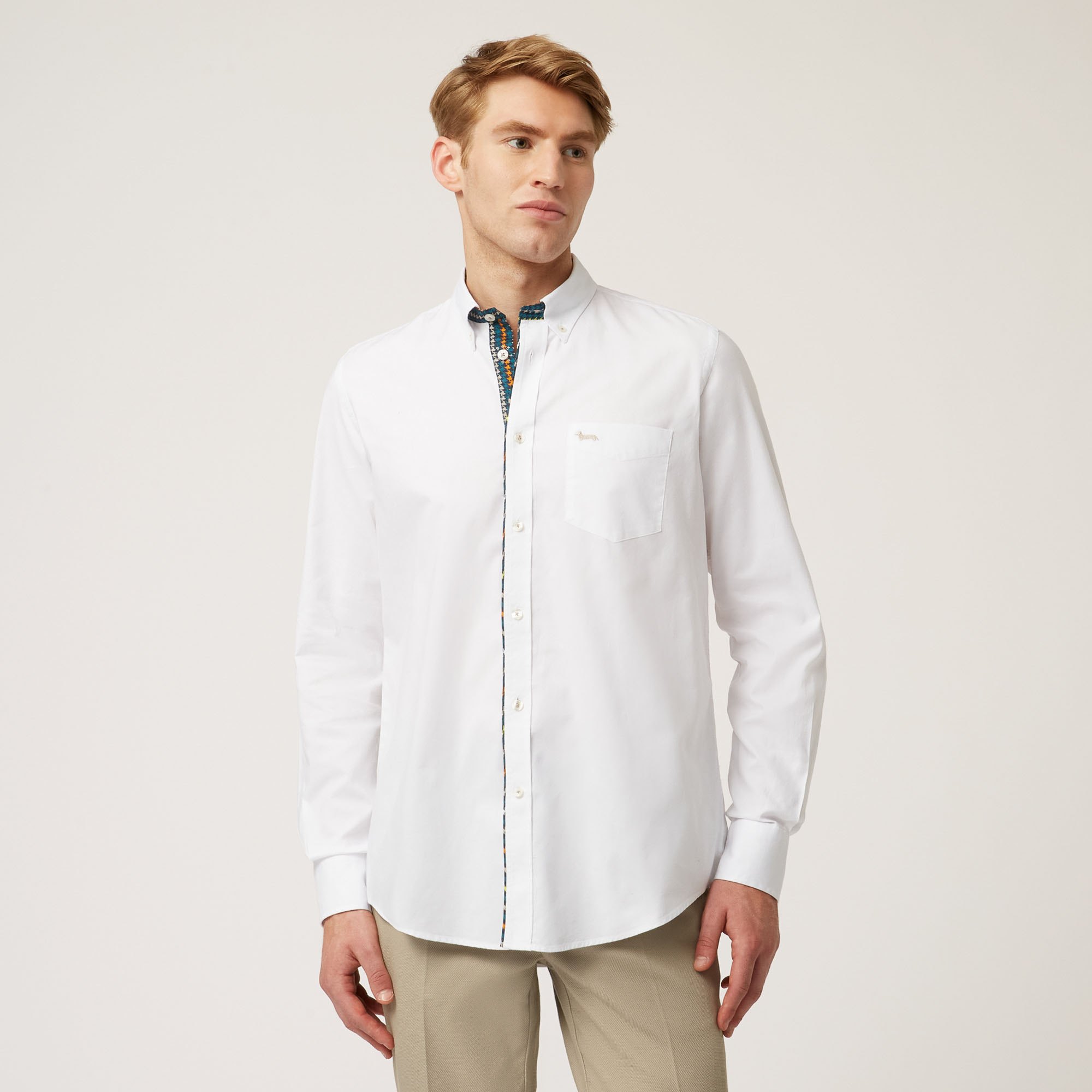 Camicia Con Dettaglio A Contrasto E Taschino, Bianco Latte, large image number 0