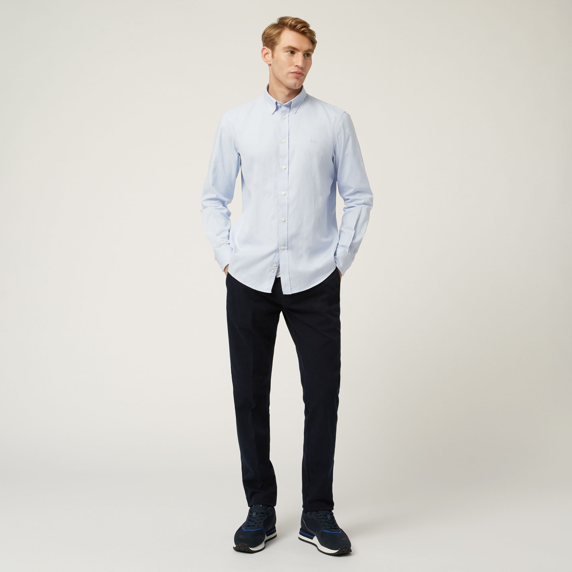 Essentials stretch cotton trousers, Azul, large image number 3