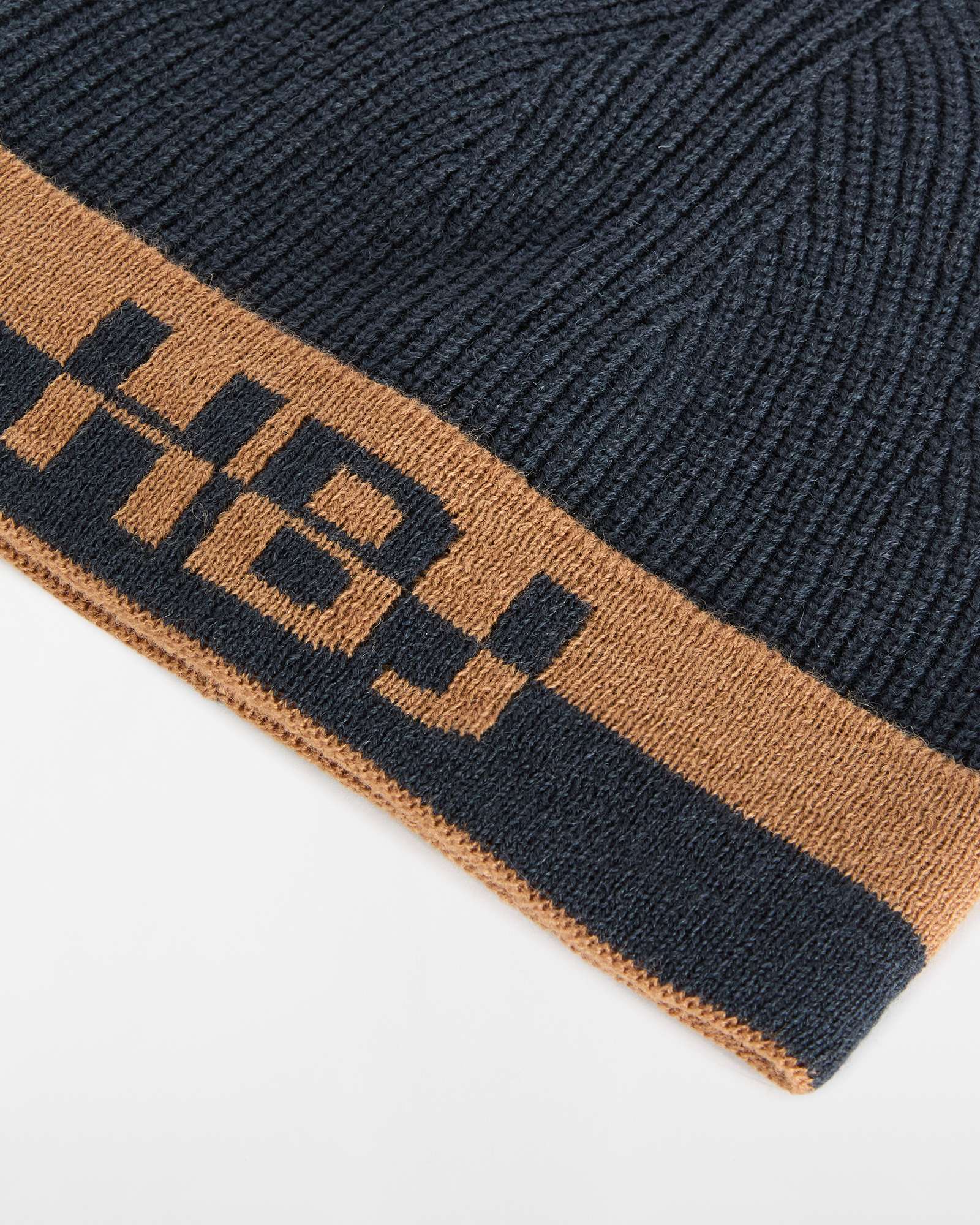 Cappello in Maglia con Maxi Logo a Contrasto, Blu Scuro, large image number 3