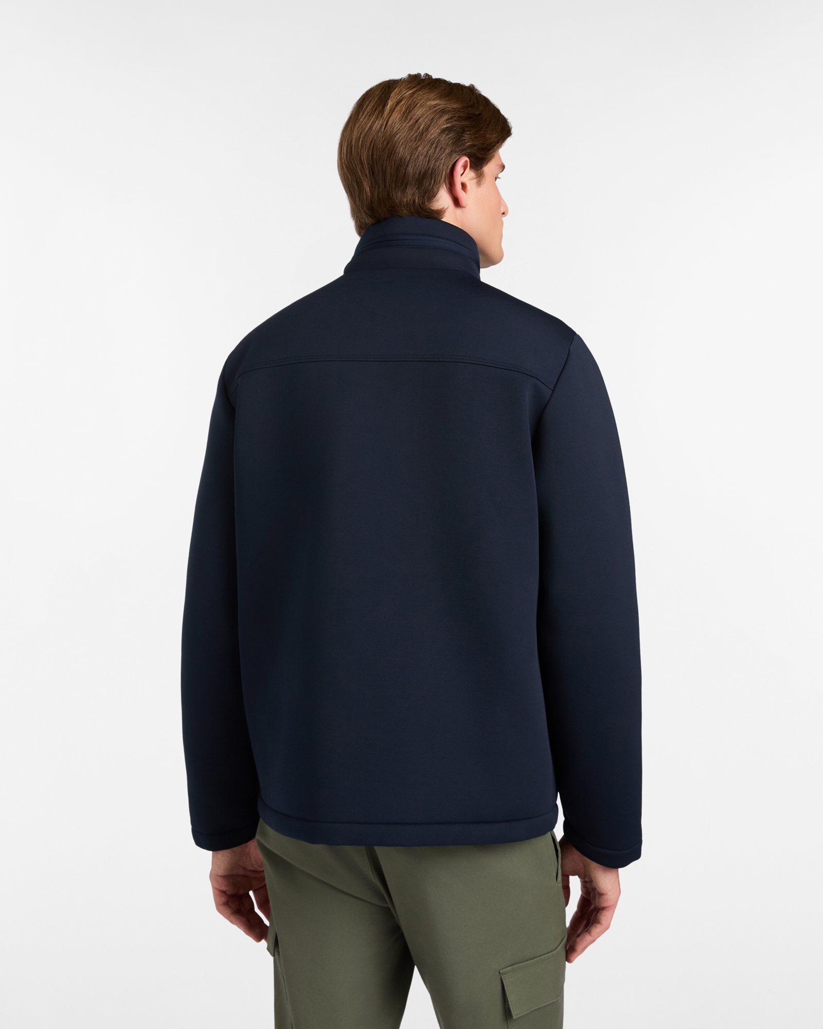 Technical Jacket with High Collar and Multi-Pocket Design