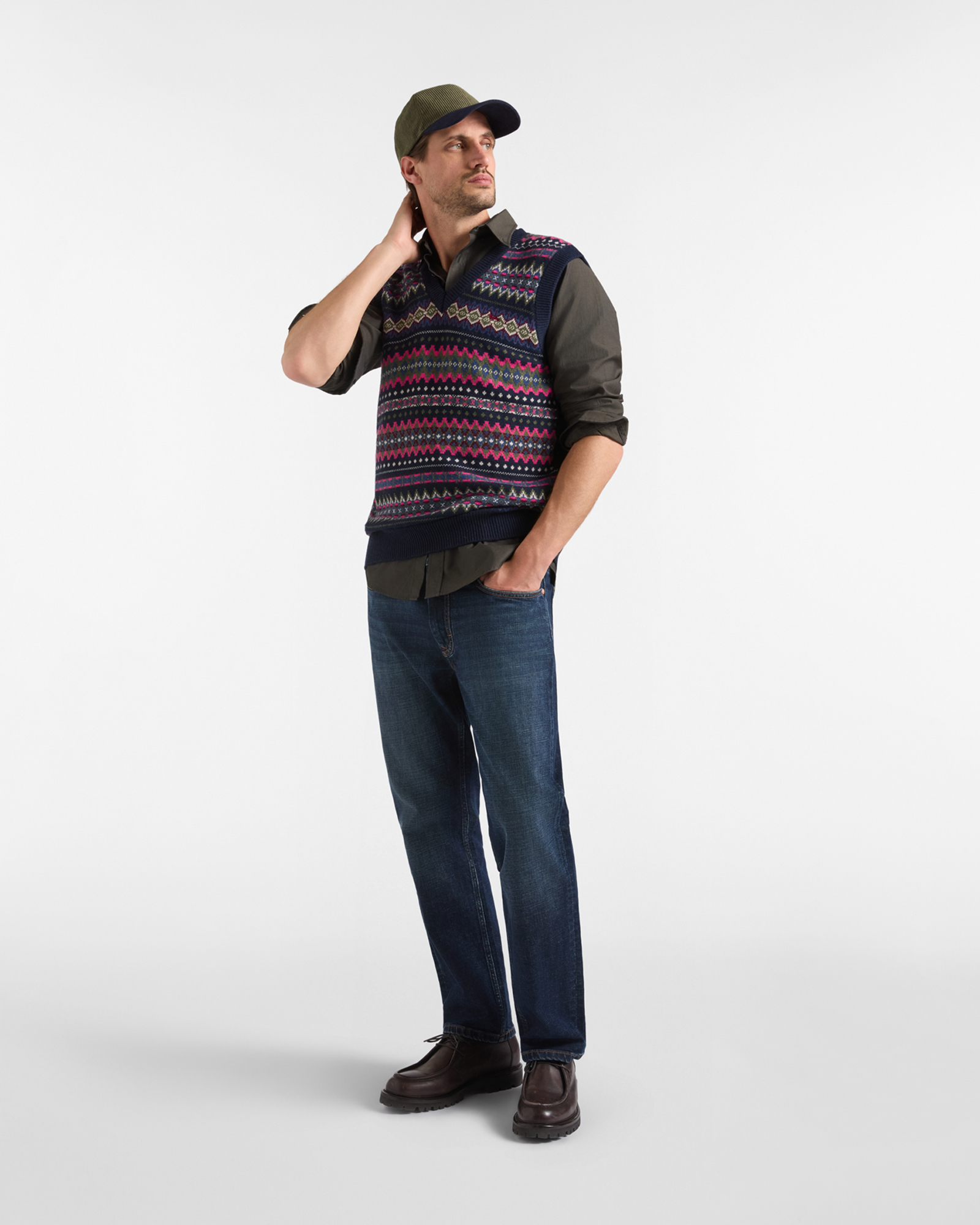 Men's Made in Italy V-neck vest in wool blend with regular fit, SPORT BLUE, large