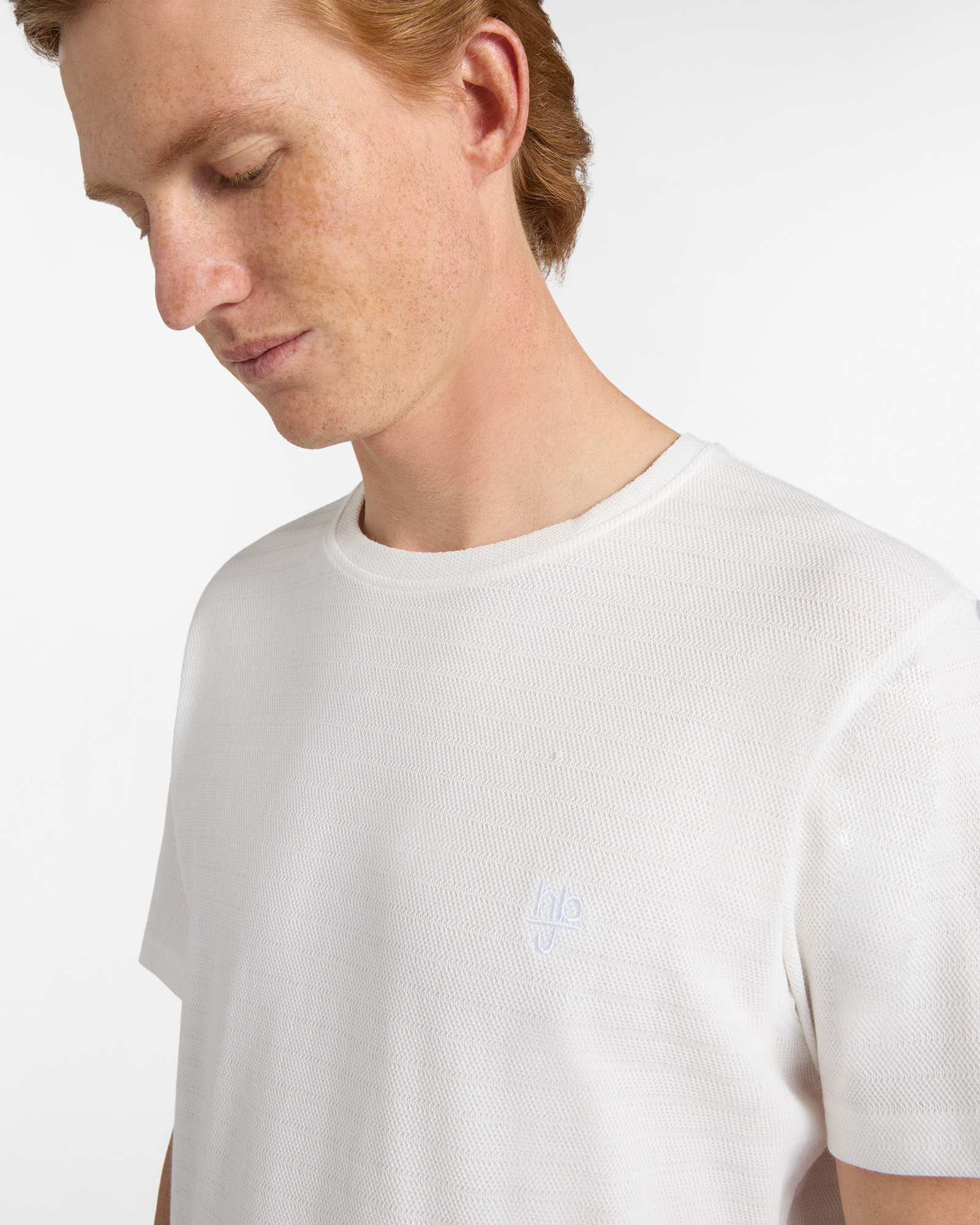 T‑shirt Uomo con Effetto Dobby Regular Fit, Bianco naturale, large image number 2