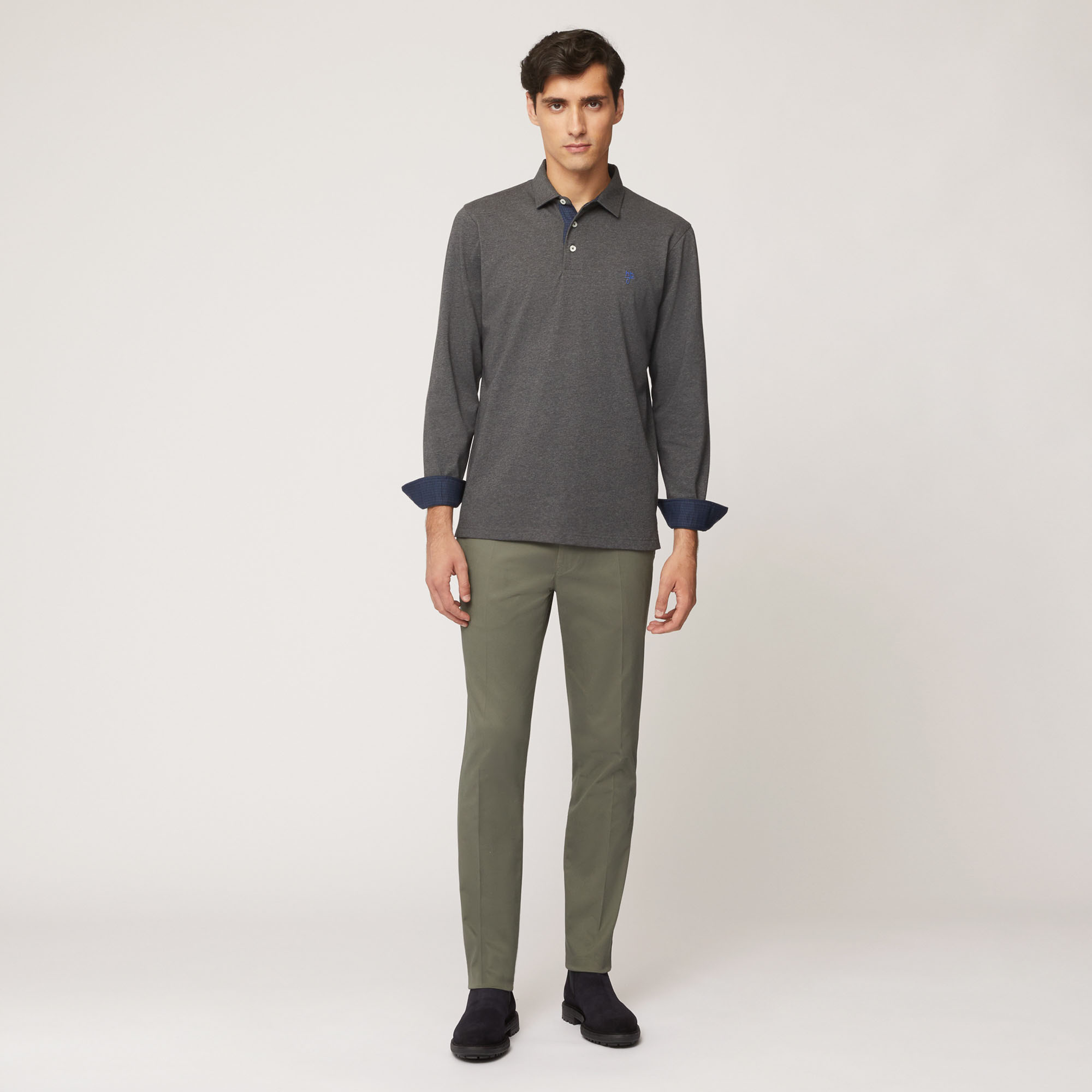 Pantalone Chino Narrow In Twill Leggero Di Cotone , Verde Petrolio, large image number 3