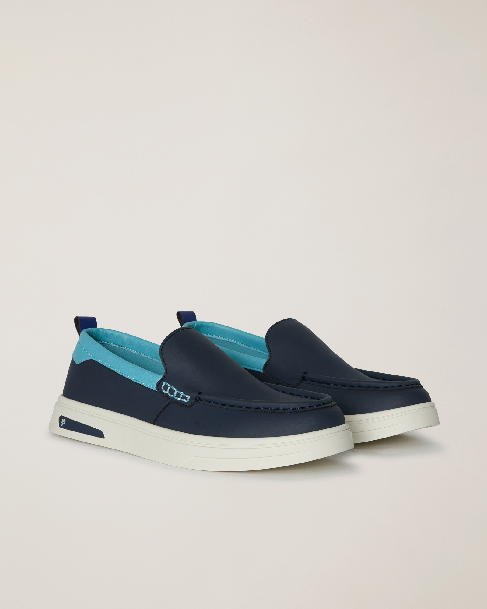 Multicolor Leather Loafers, Dark Blue, large image number 1