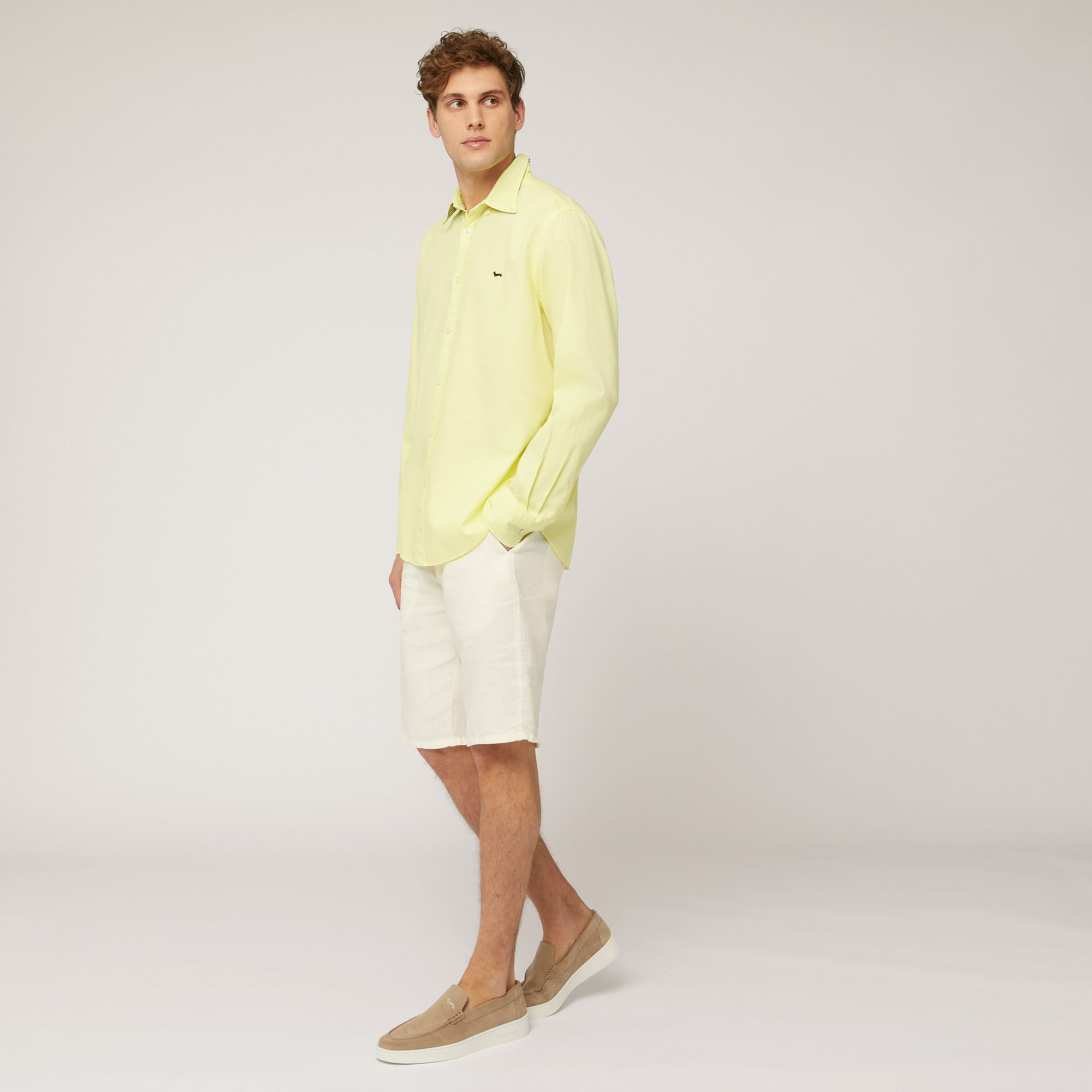 Camisa de algodón con interiores a contraste, Amarillo, large image number 3