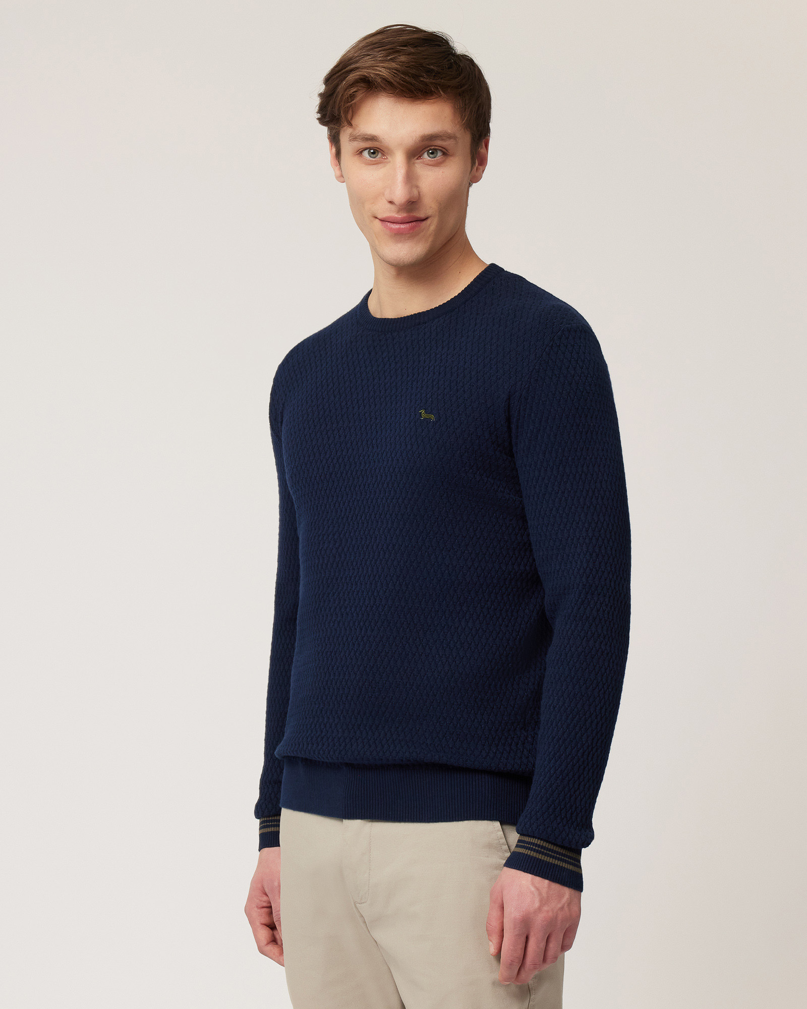 Pullover with Dachshund Embroidery, Navy Blue, large