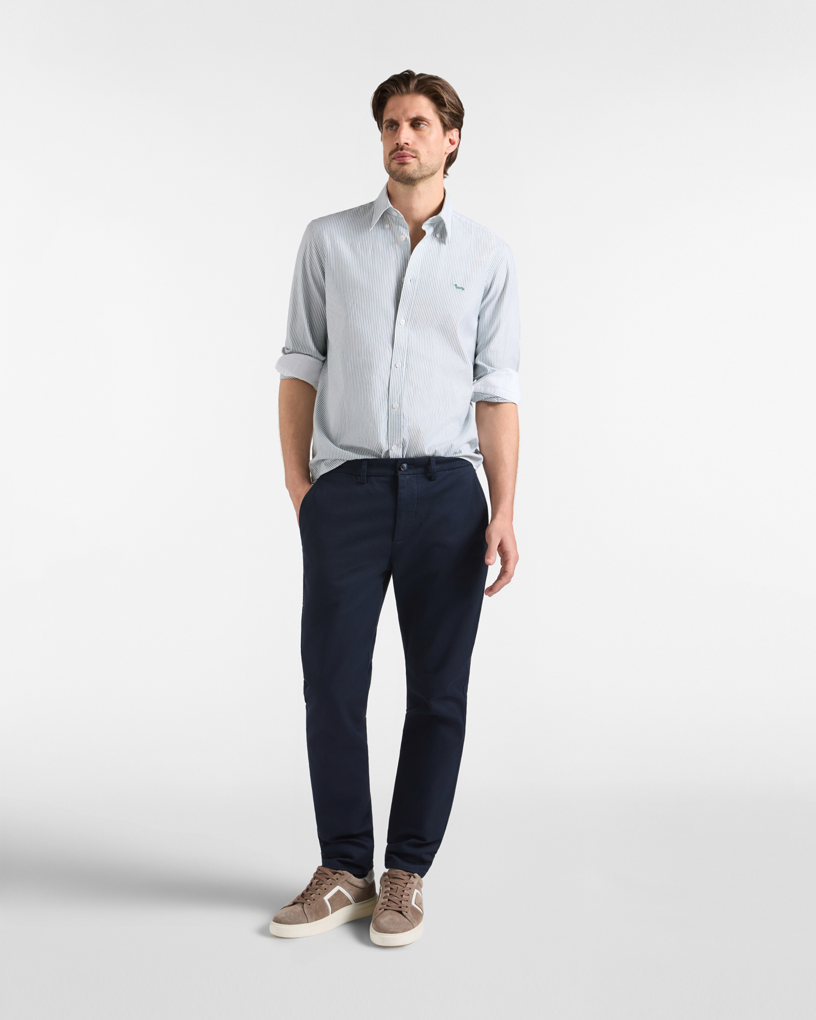Men's regular-fit yarn-dyed Oxford shirt with stripe, BOTTLE GREEN, large image number 3