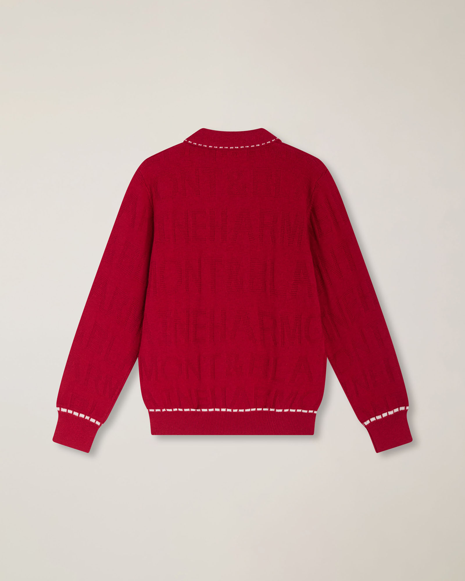 Knitted polo with intarsia work, Red, large image number 1