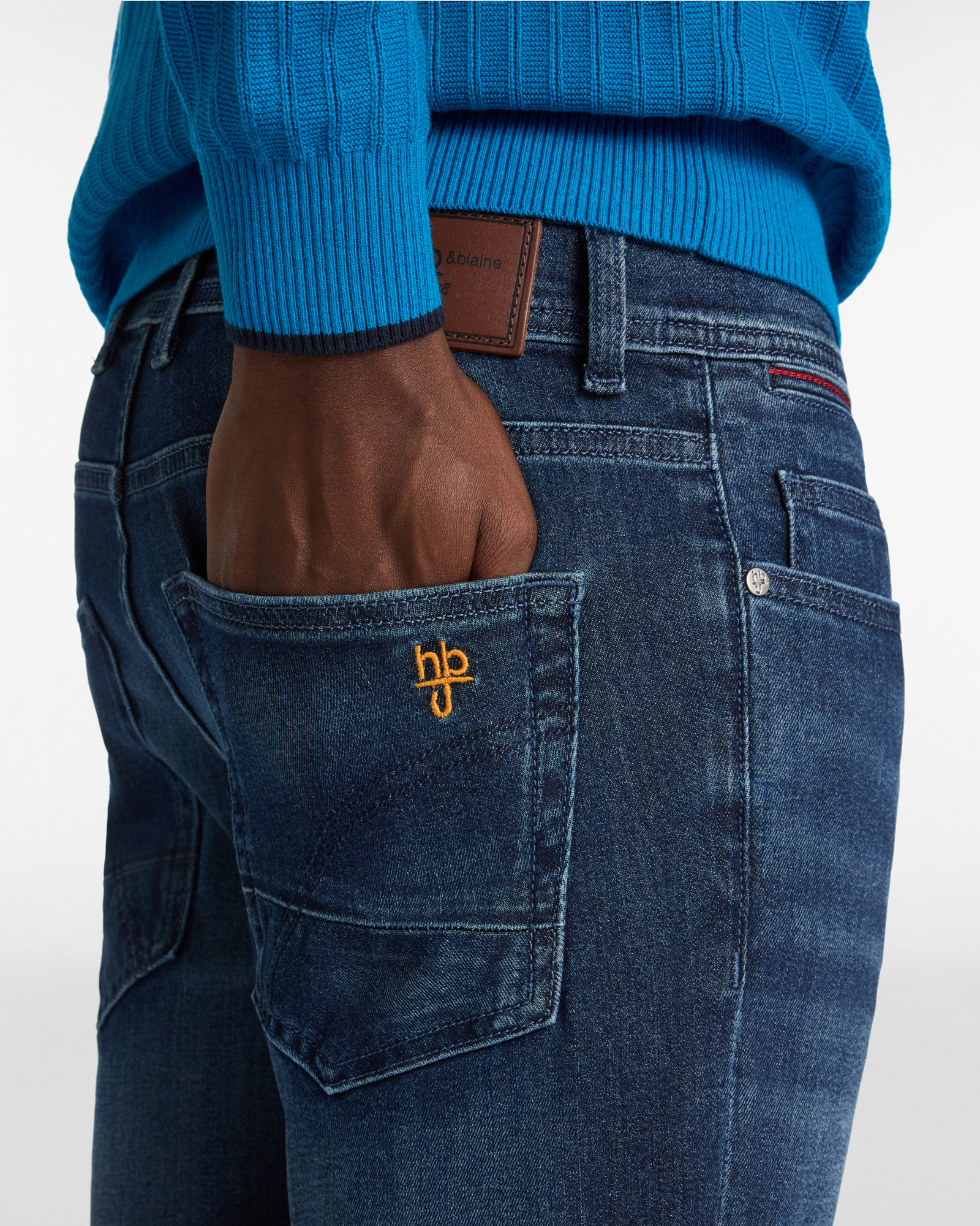 Slim Fit Five-Pocket Jeans in Stretch Denim, Denim Blue, large image number 2