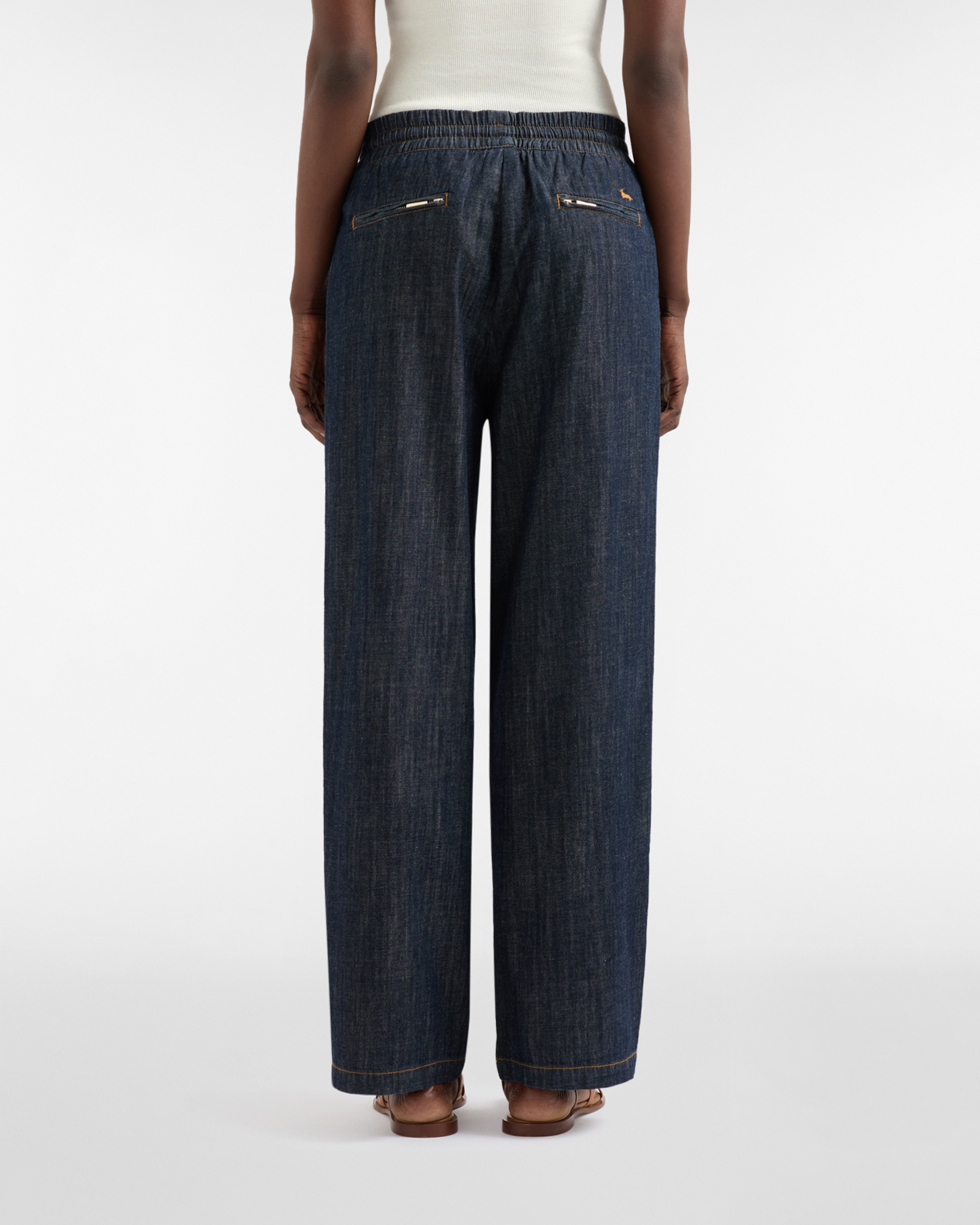 Women's chambray pants with drawstring