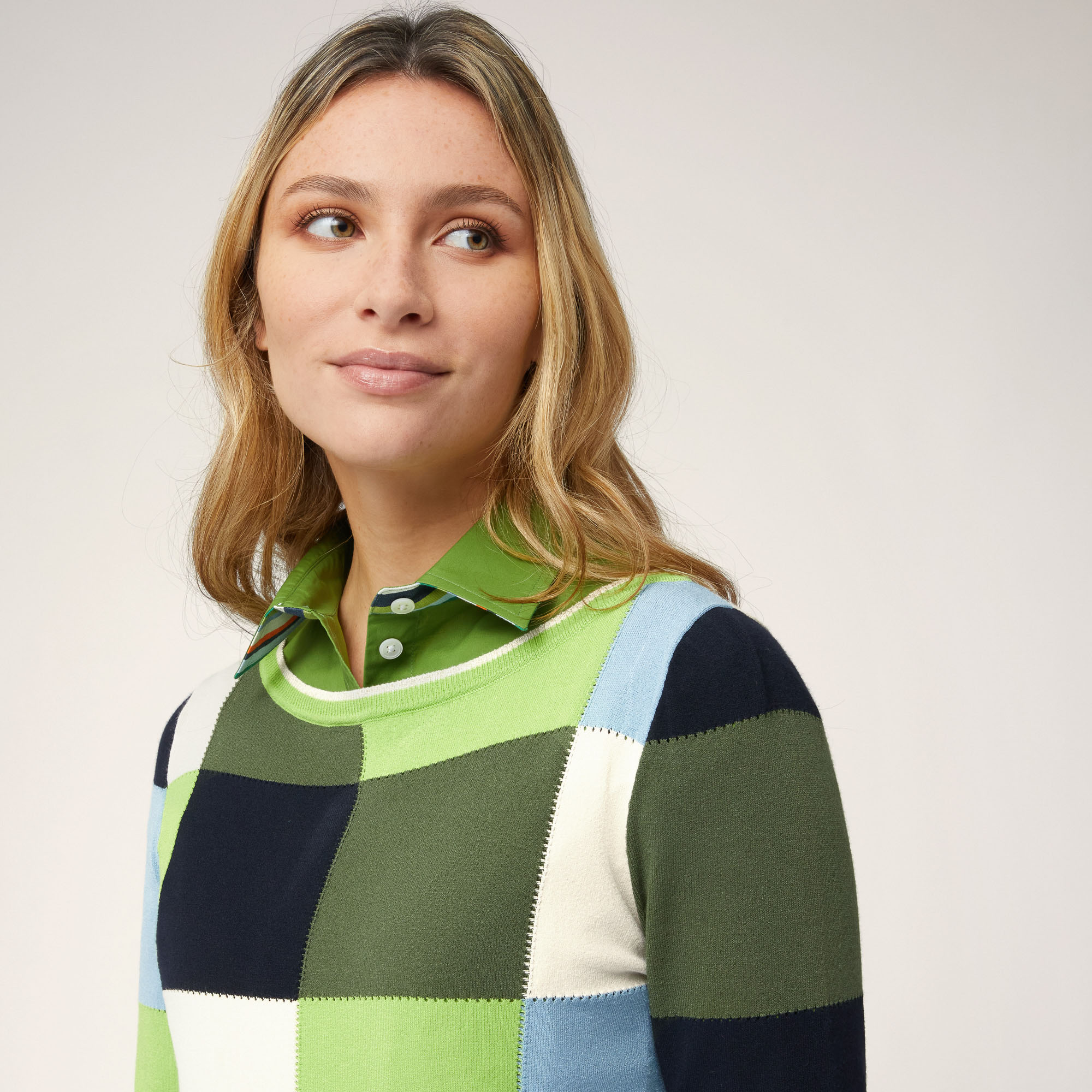 Chequered Pullover, Green, large image number 2
