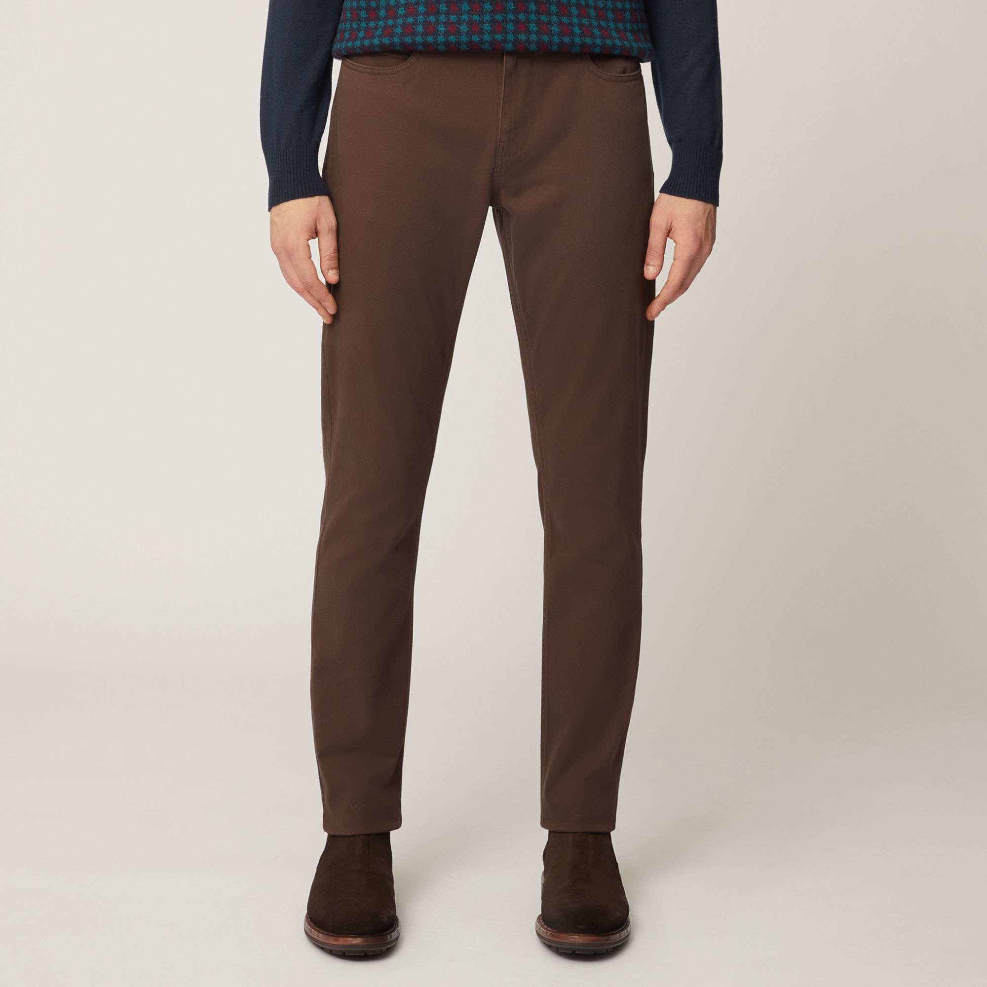 Pantalone Cinque Tasche In Twill Di Cotone, Marrone Scuro, large image number 0
