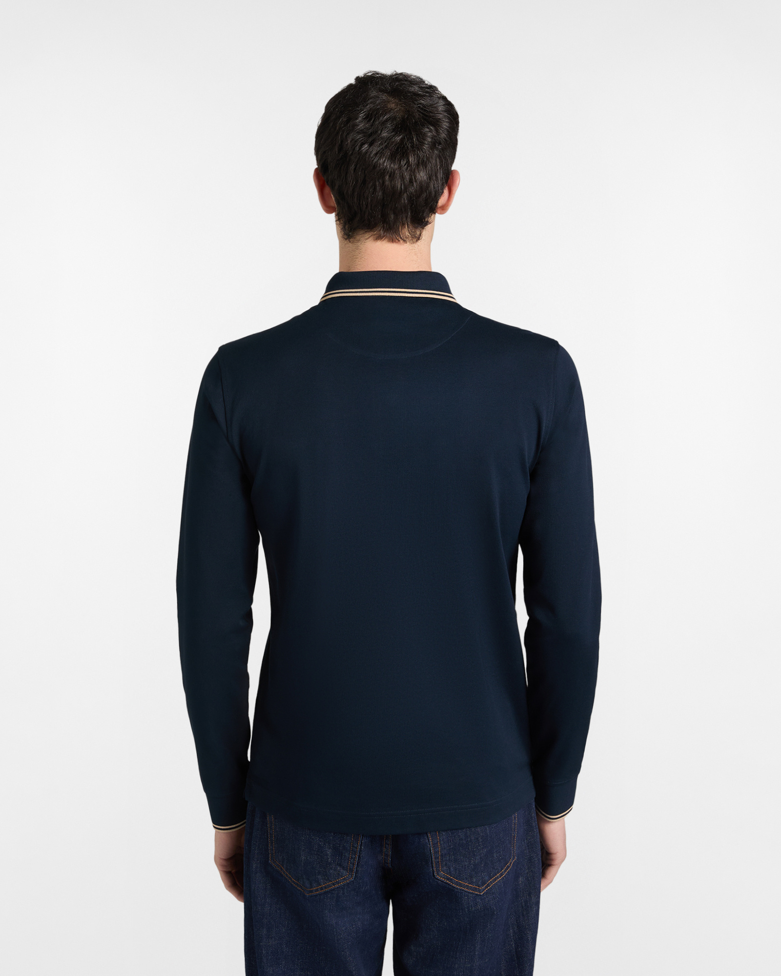 Men's polo shirt with contrasting stripes