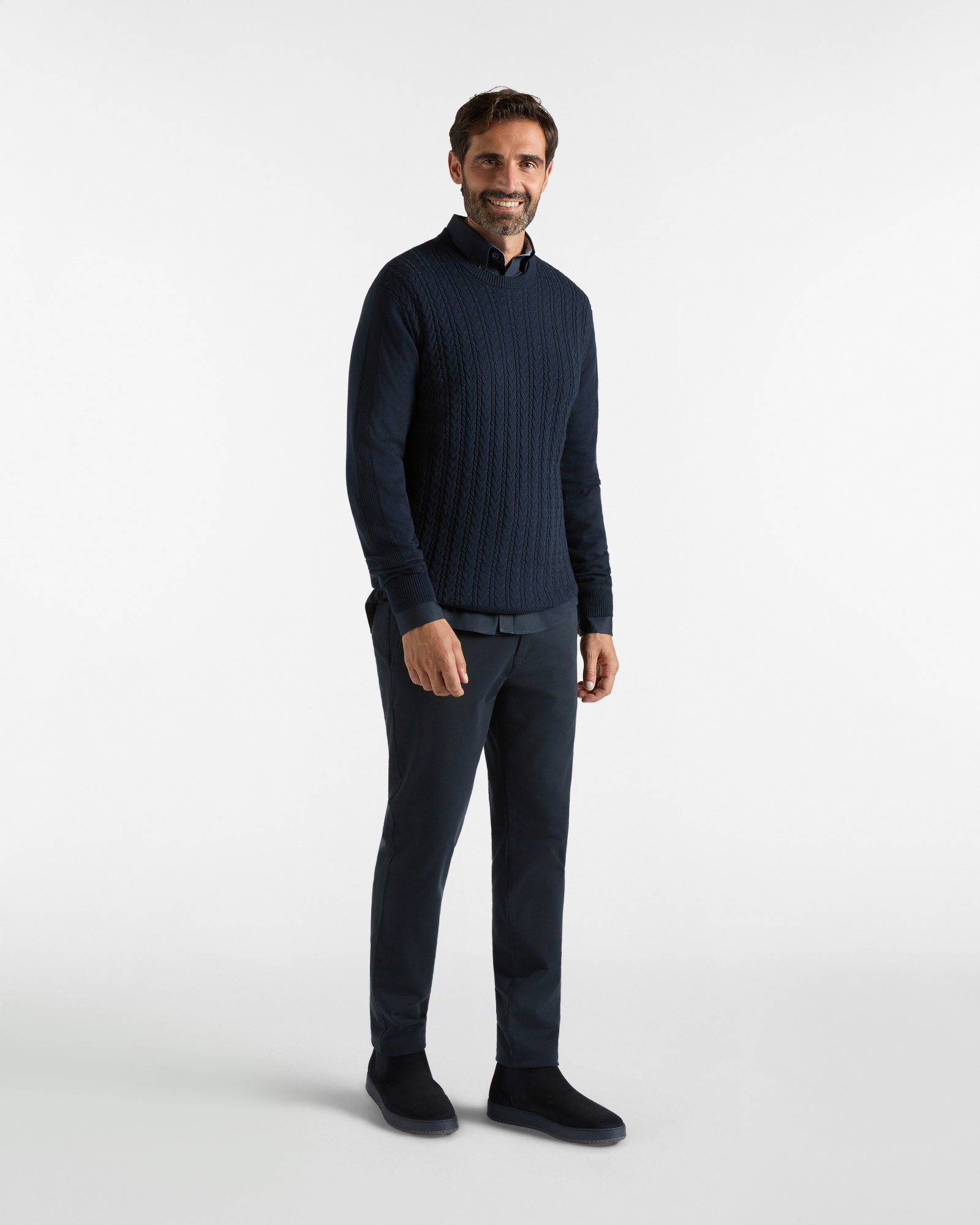 Cardigan HBJ Uomo in misto lana e cashmere, BLU SCURO, large