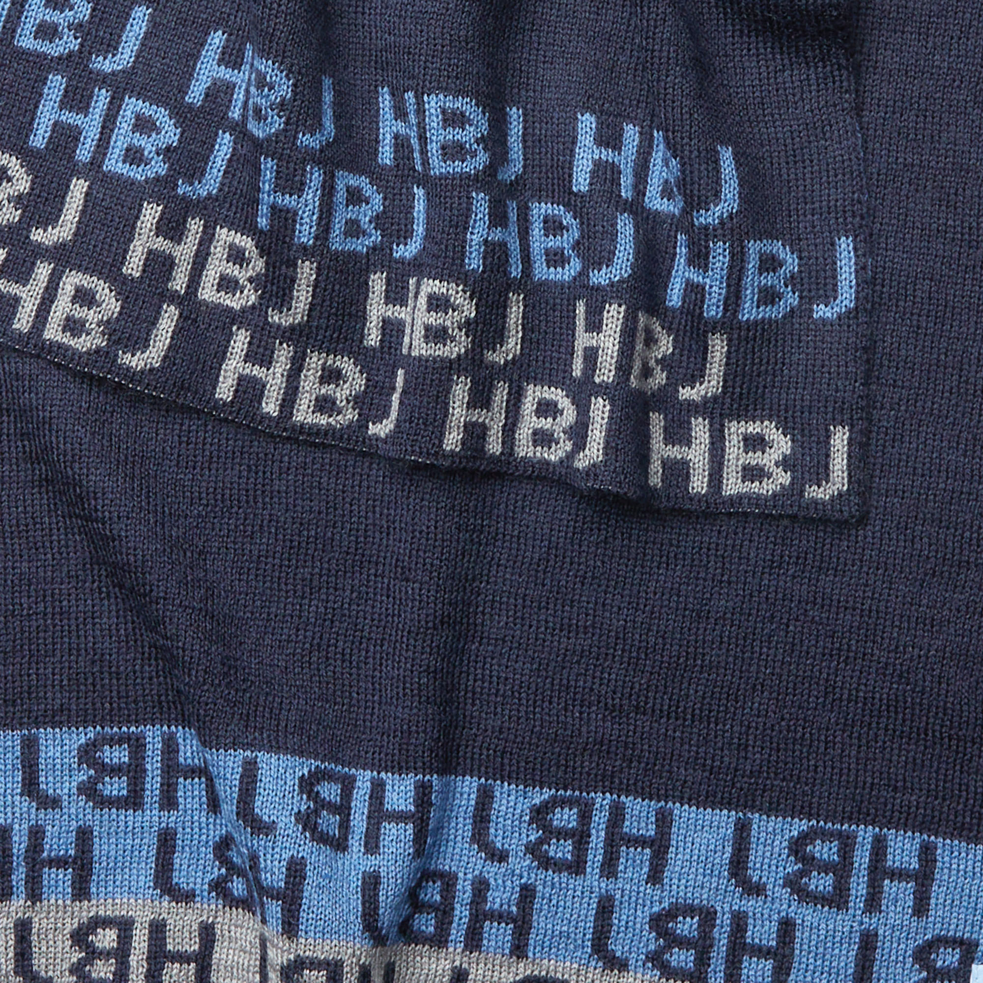 Sciarpa In Misto Lana Con Logo Hbj, Light Blue, large image number 1