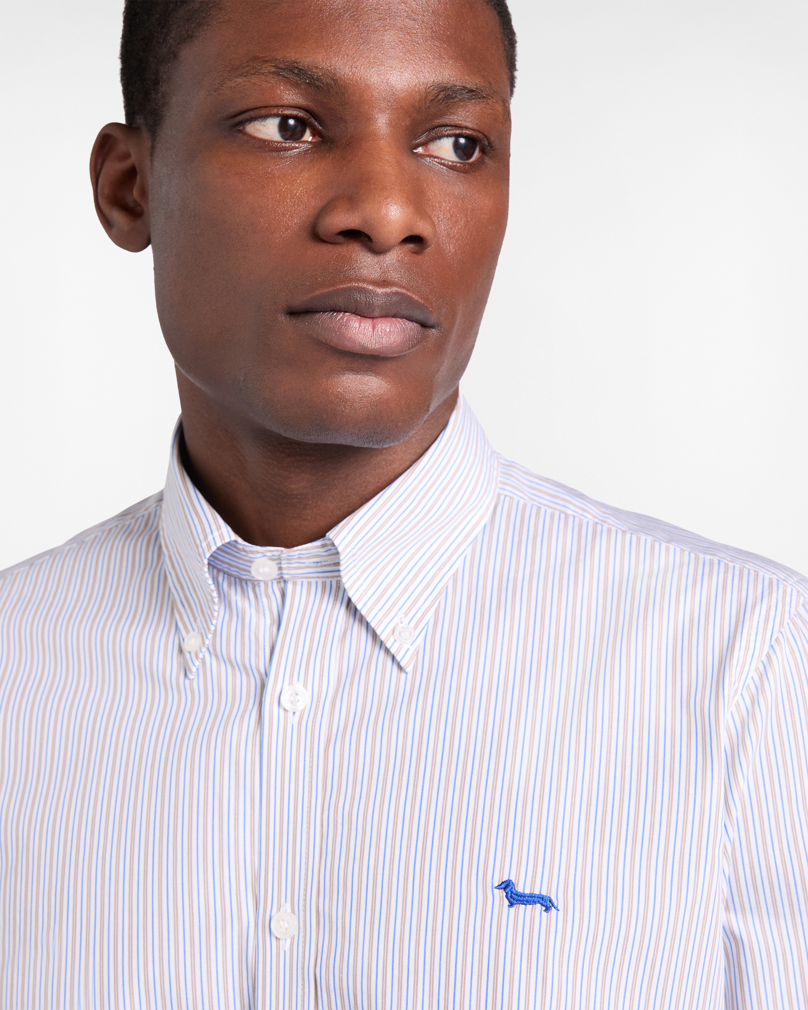 Chemise &agrave; rayures pour homme, coupe classique, Beige, large image number 1