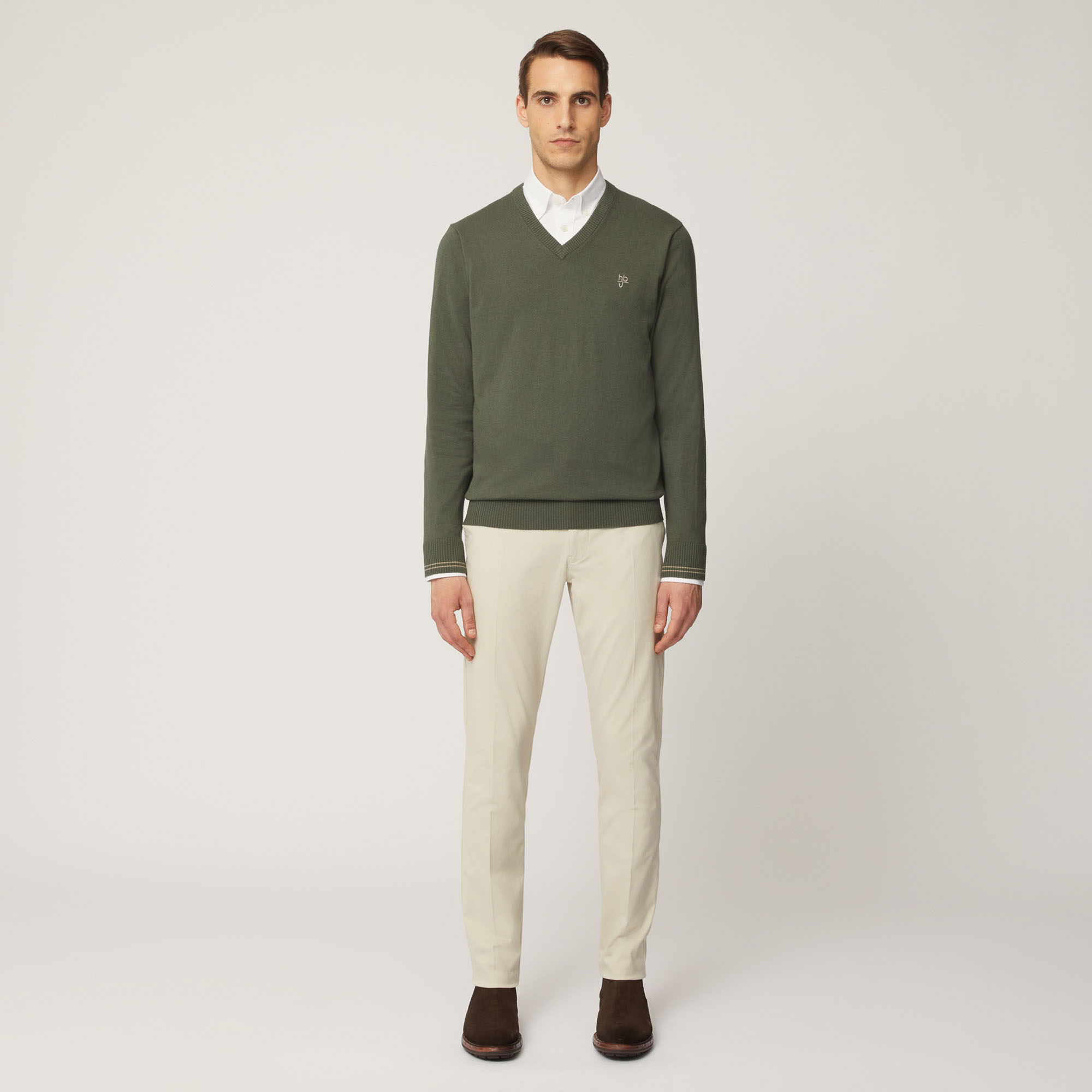 Pullover Con Scollo A V E Dettagli A Contrasto, Verde Petrolio, large image number 3