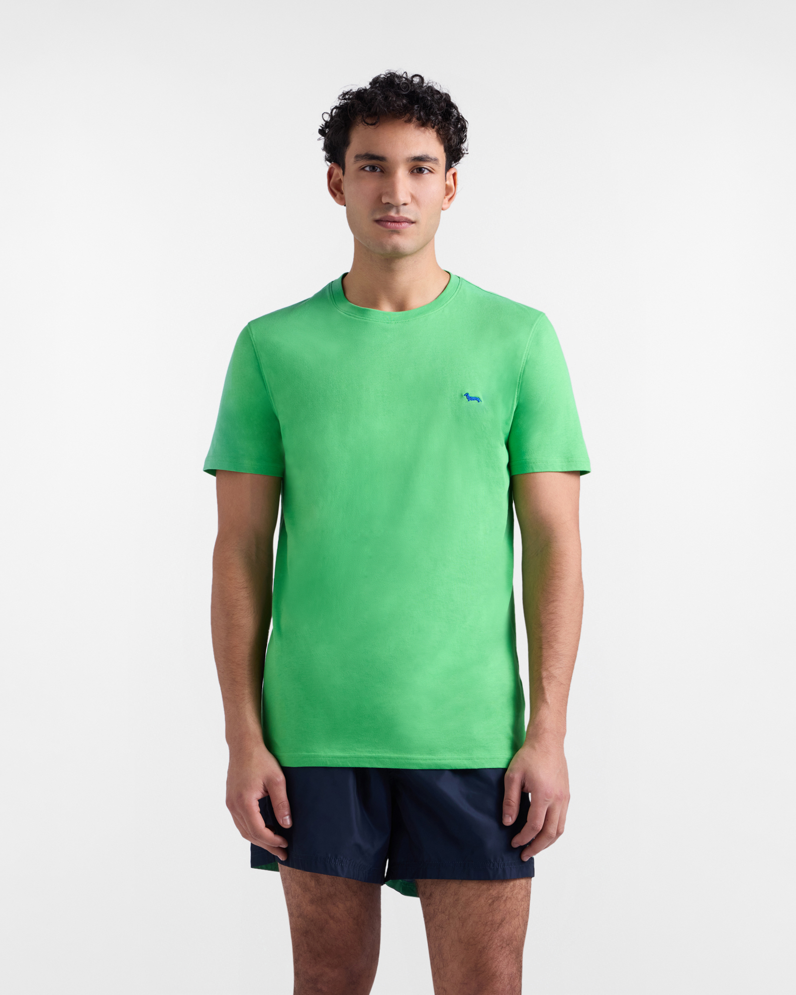 Camiseta ajustada de algod&oacute;n para hombre, Verde, large