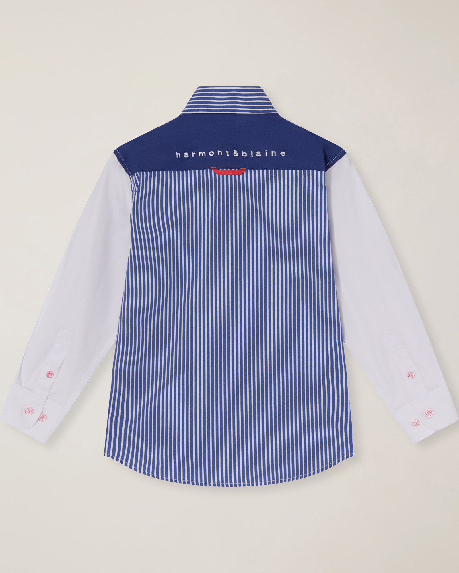 Striped shirt with contrasting sleeves, White, large image number 1