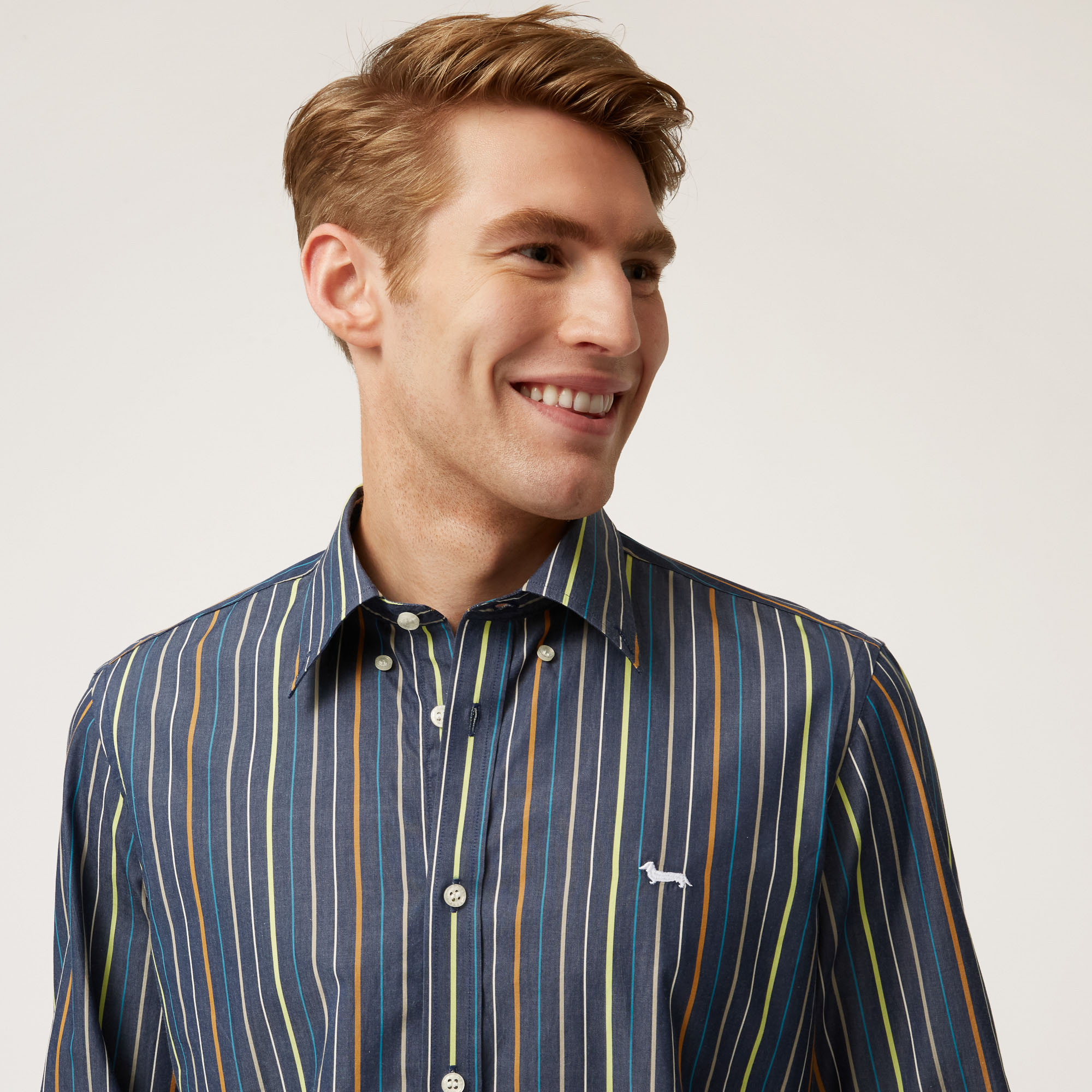 Camicia In Cotone A Righe Multicolor, Blu Scuro/Multicolor, large image number 2