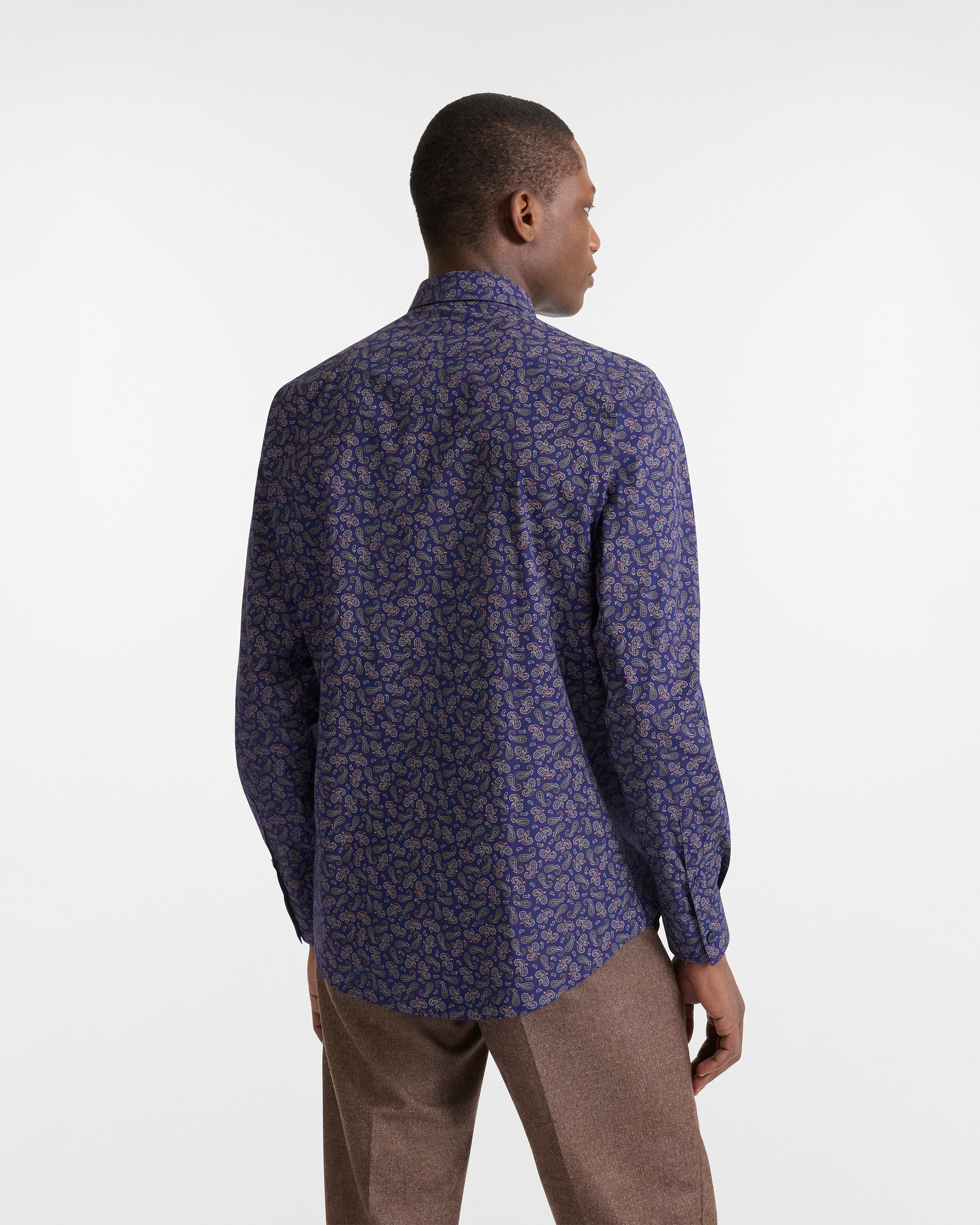 Camisa Estampada de Algodón Slim Fit