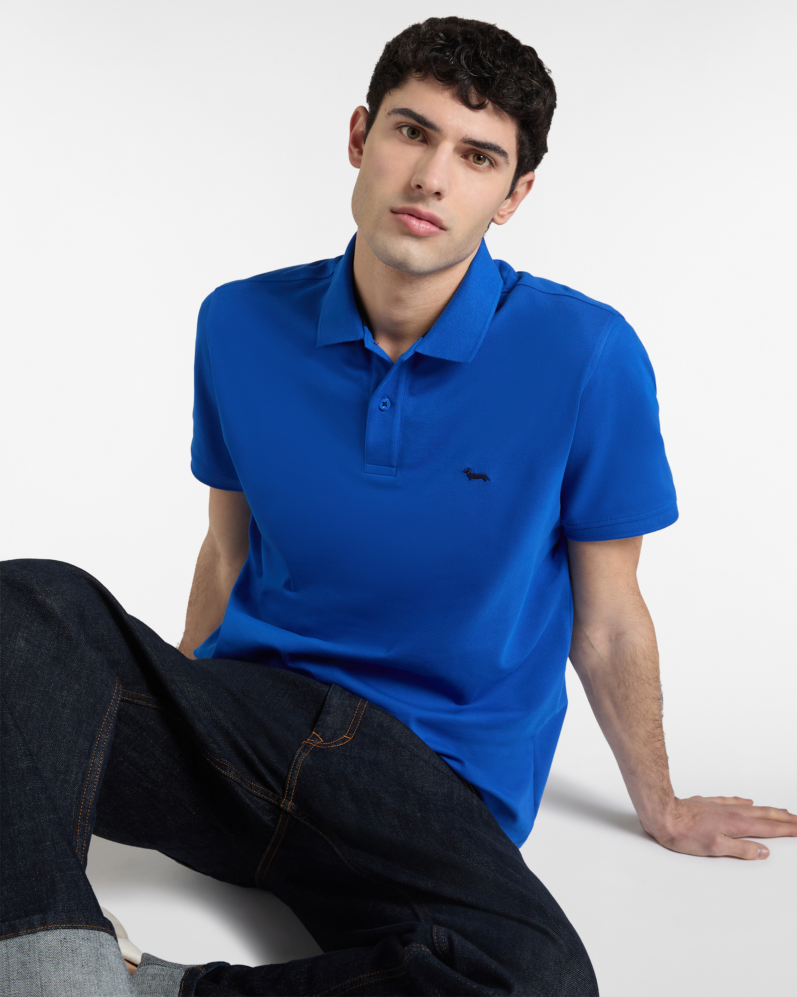 Basic stretch piqu&eacute; polo shirt, Blue, large image number 2