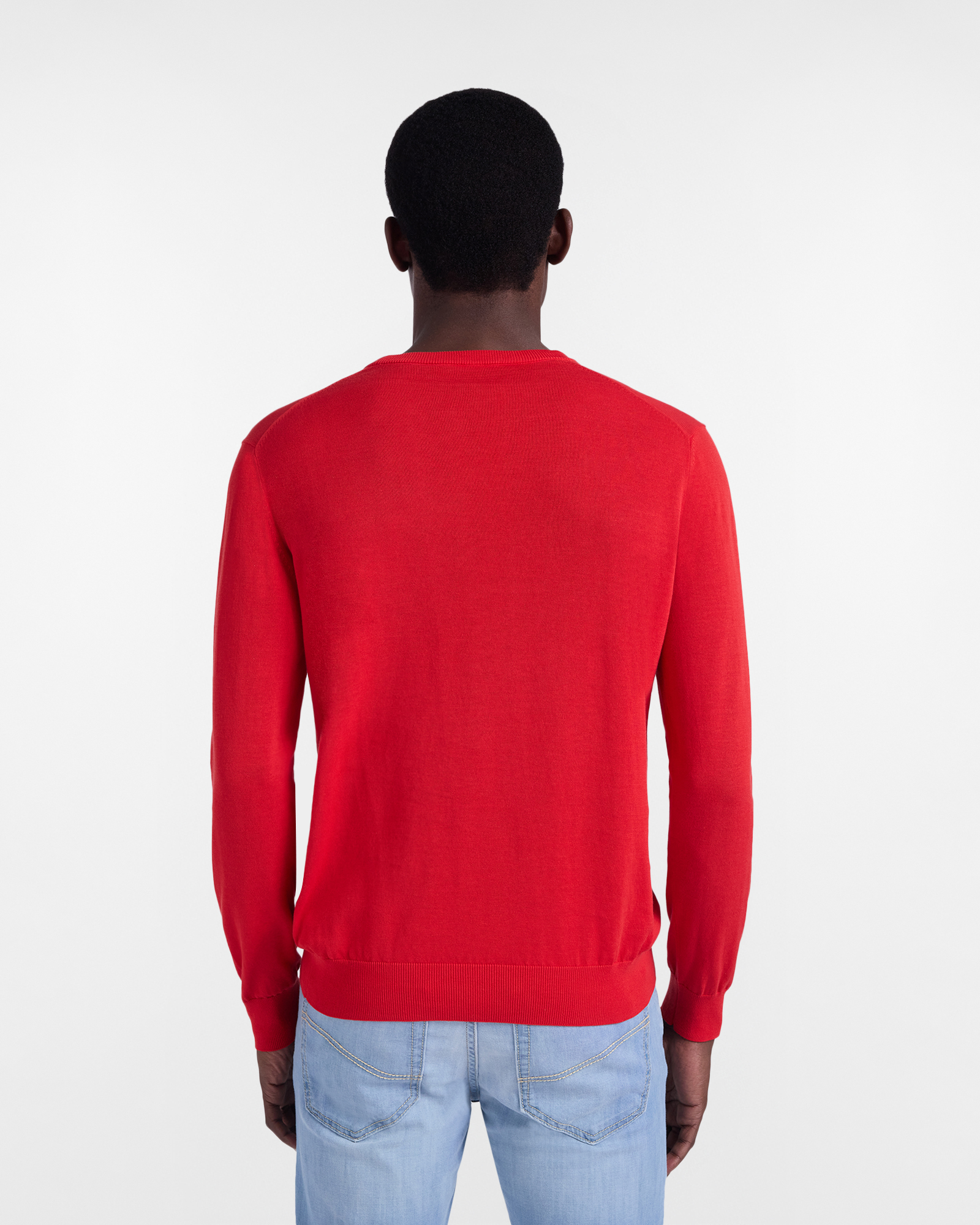 Cotton crewneck pullover, Red, large image number 1