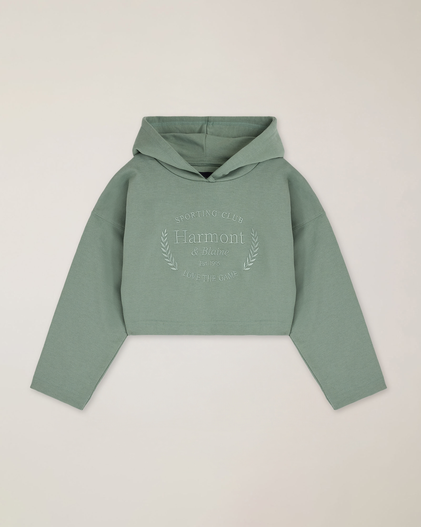 Cropped hoodie with tone-on-tone logo embroidery
