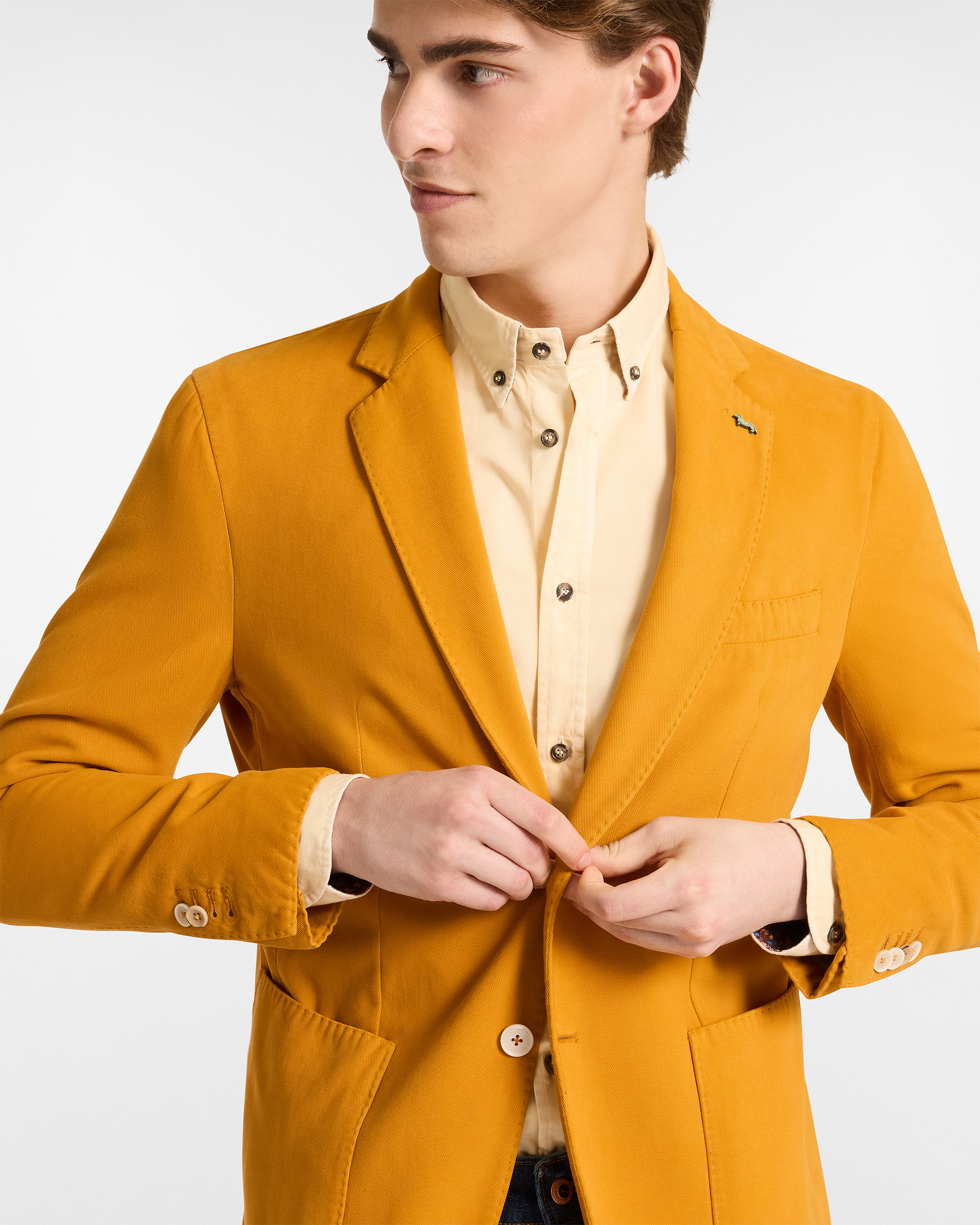 Single-Breasted Jacket in Cashmere Blend, Mustard, large image number 2