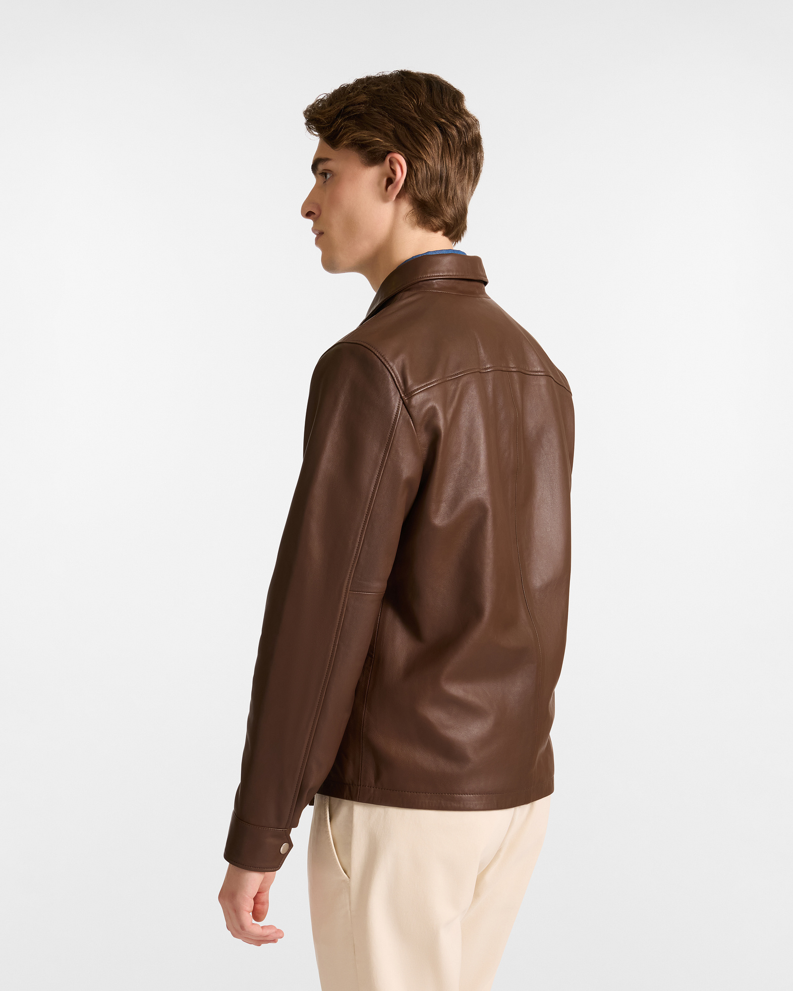 Leather Bomber Jacket with Zip