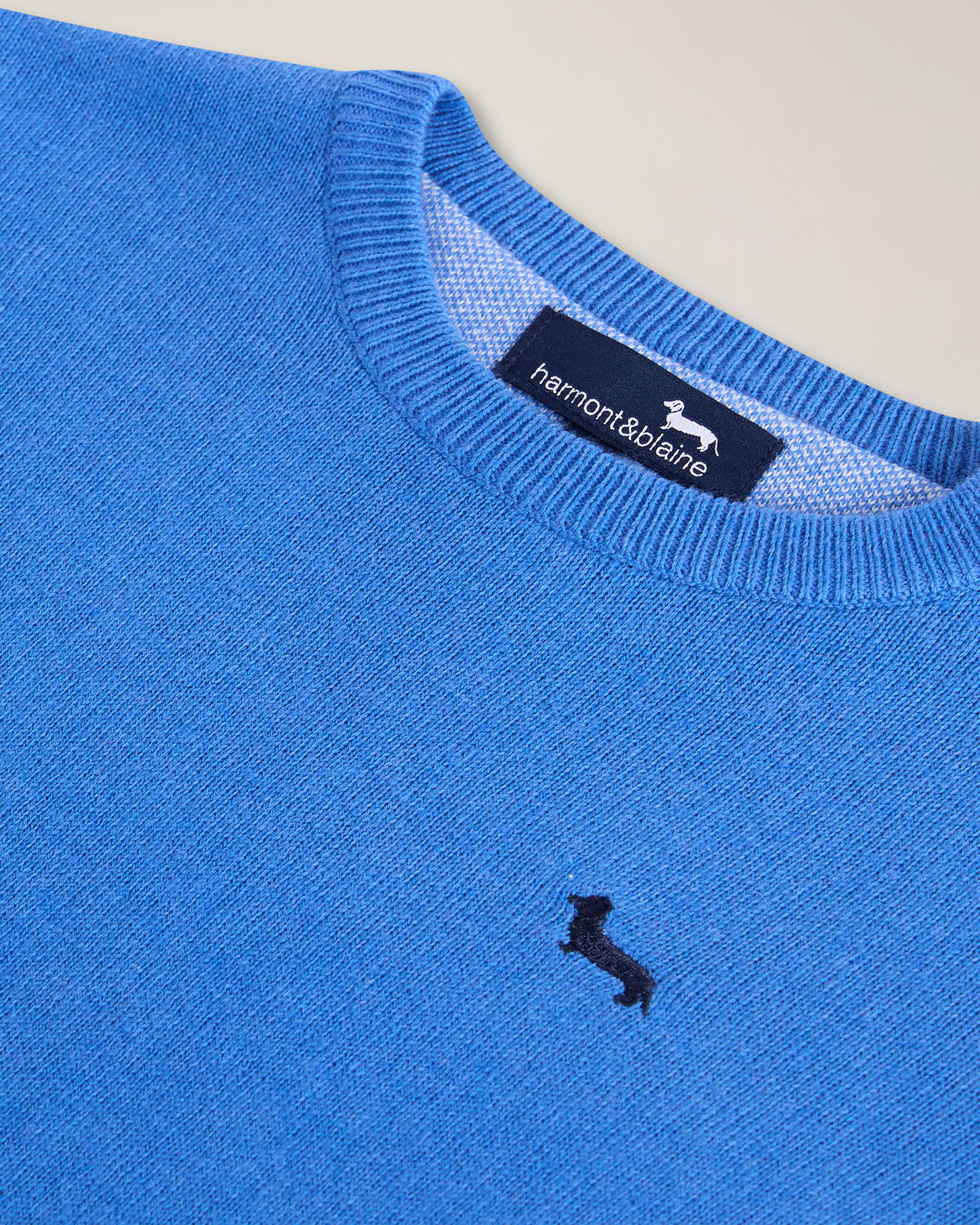 Crewneck sweater with embroidered logo, Bluette, large image number 2