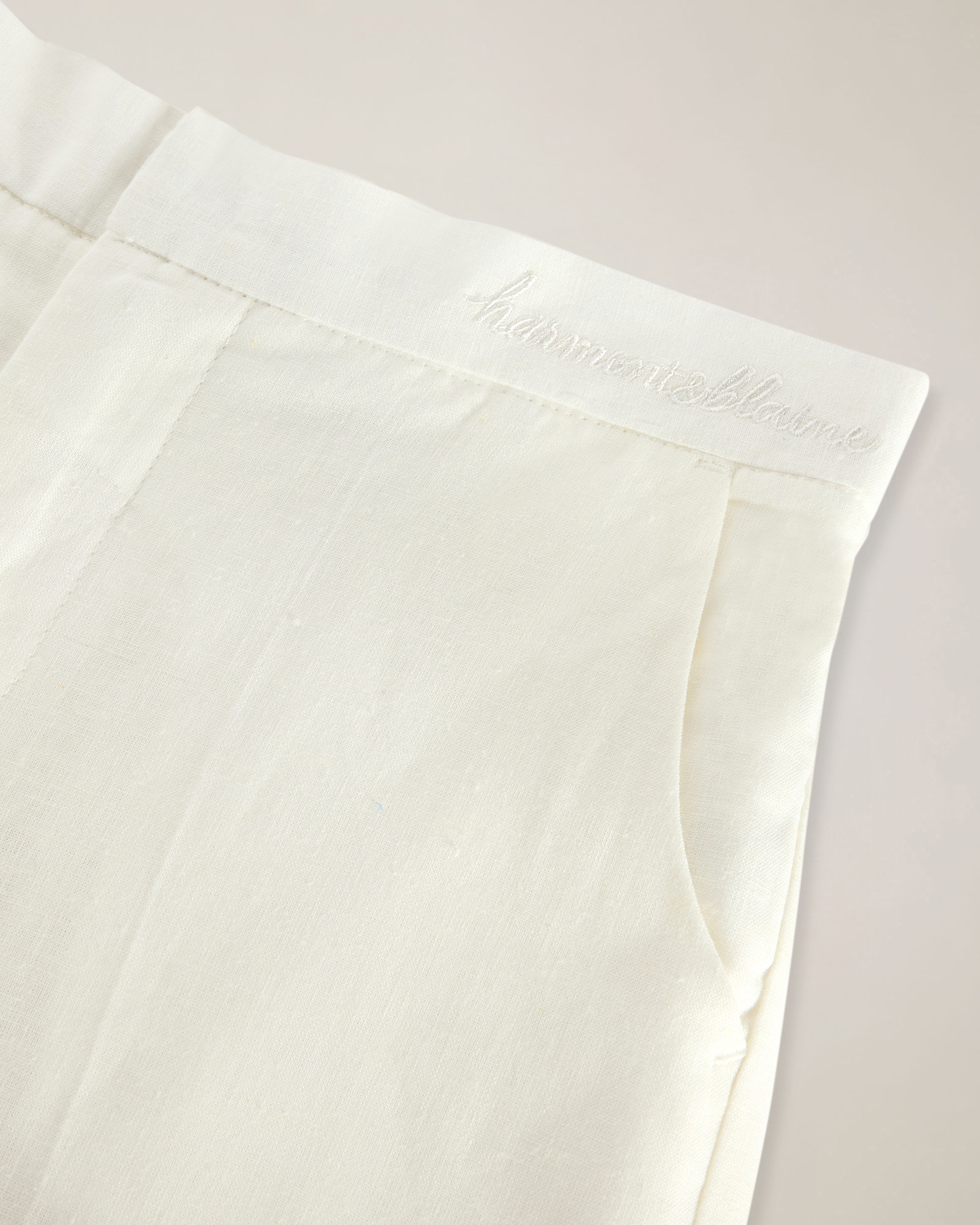 Cropped linen-blend trousers with tone-on-tone logo embroidery, White, large image number 2