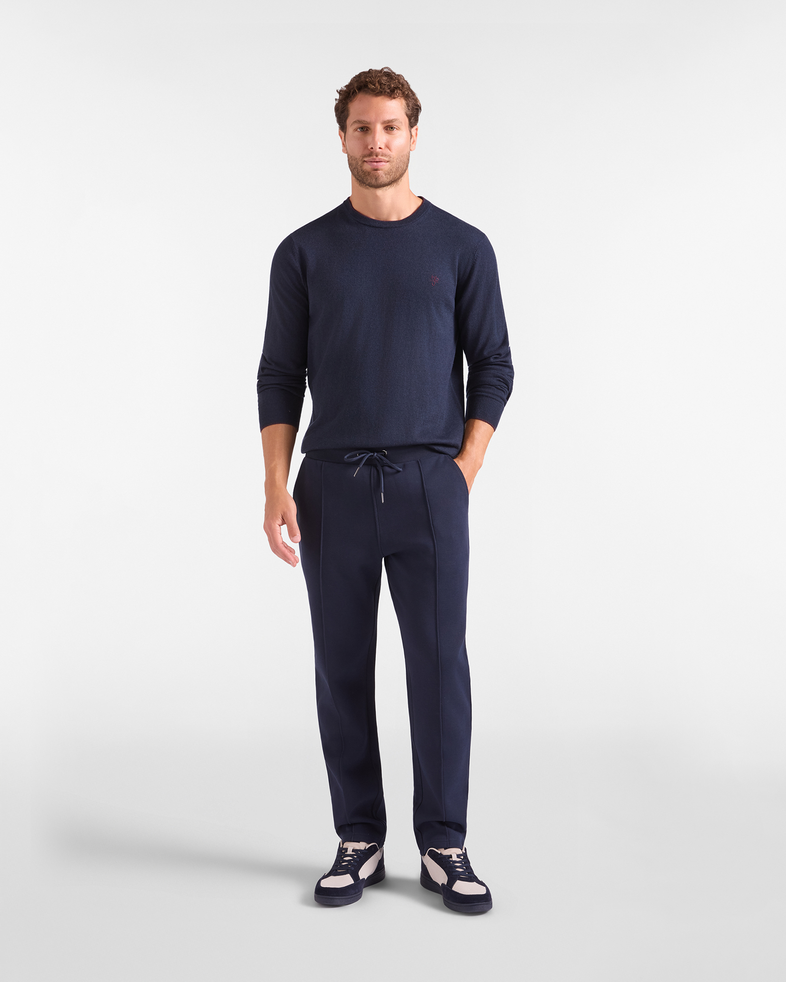 Maglia Girocollo HBJ Uomo in misto lana, BLU SCURO, large