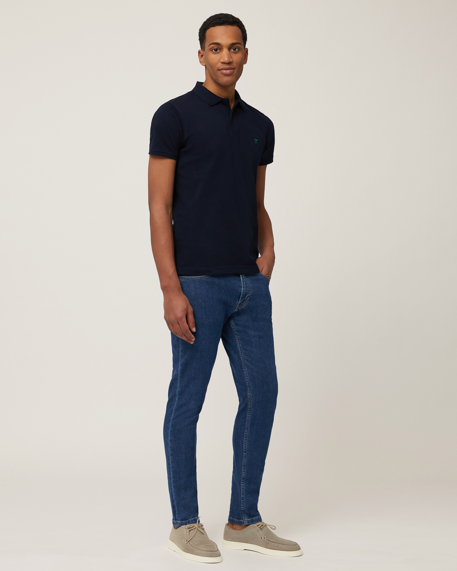 Stretch Denim Five-Pocket Pants, Denim Blue, large image number 3