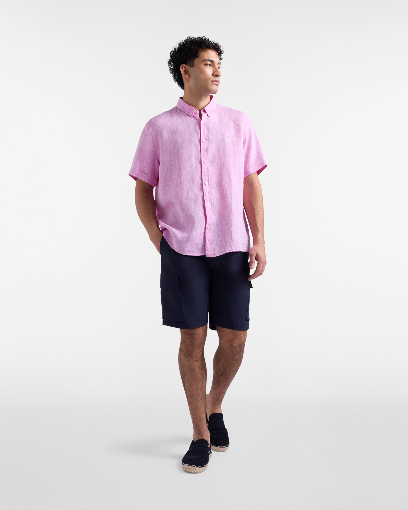 Camisa de lino puro de corte recto., Rojo, large image number 3